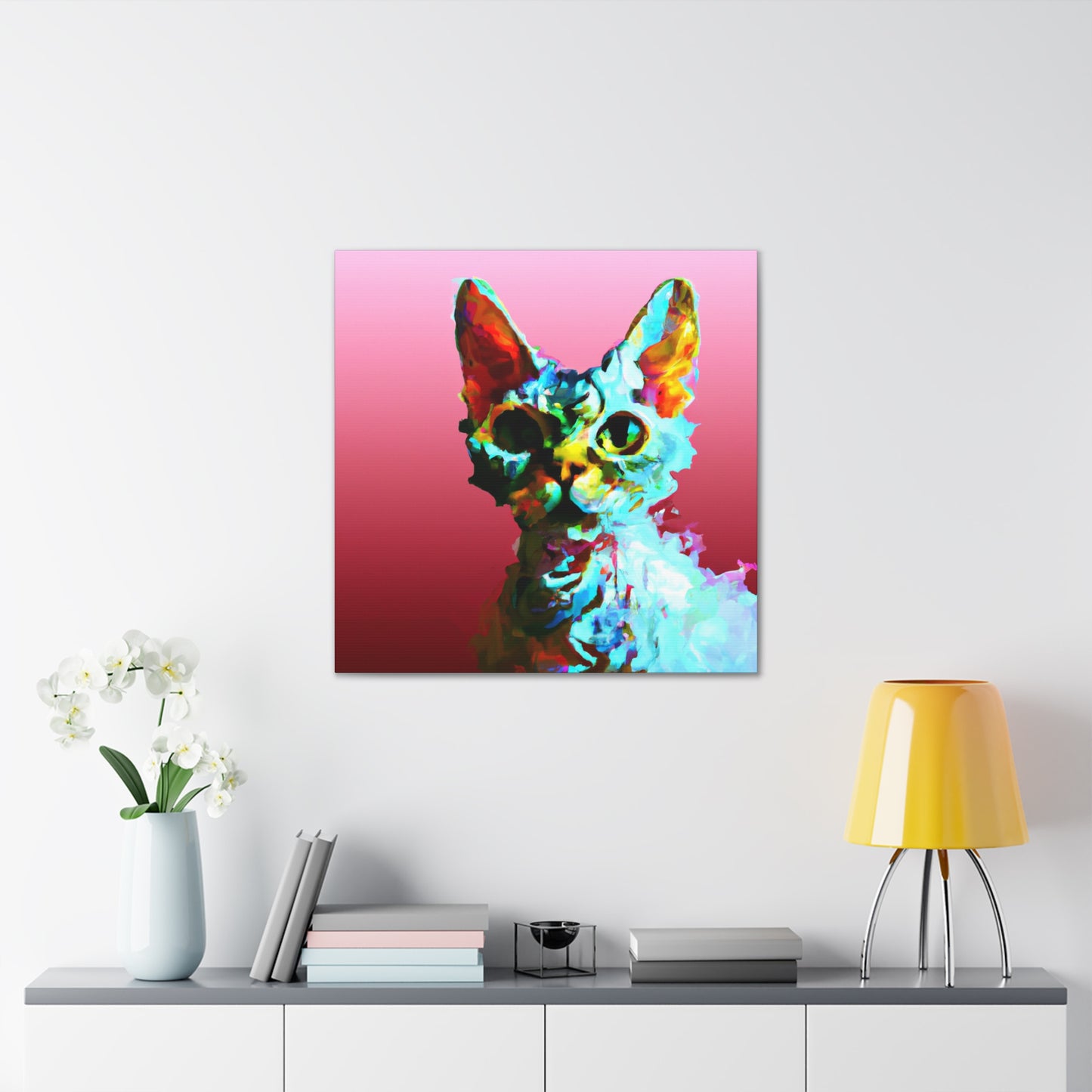 Devon Rex Portrait emot. - Canvas