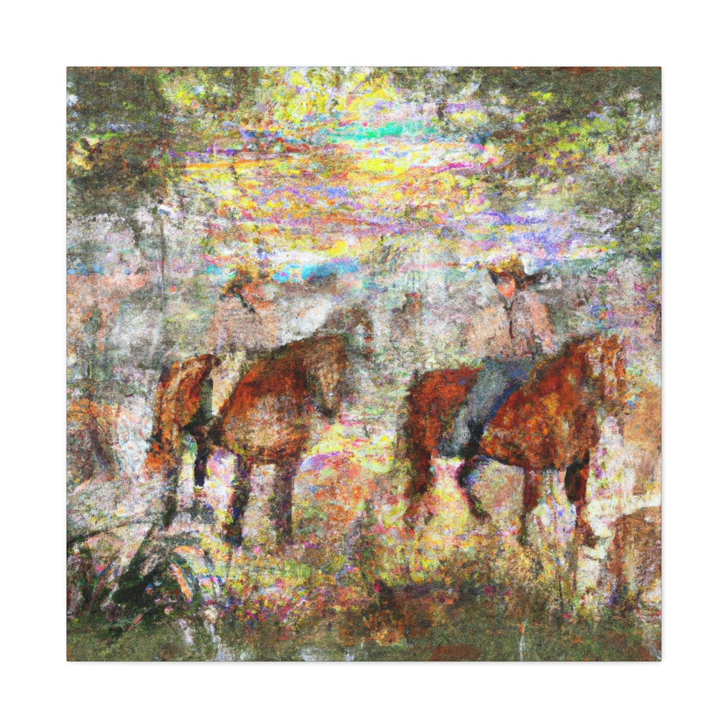 "Fog and Frolicing Horses" - Canvas