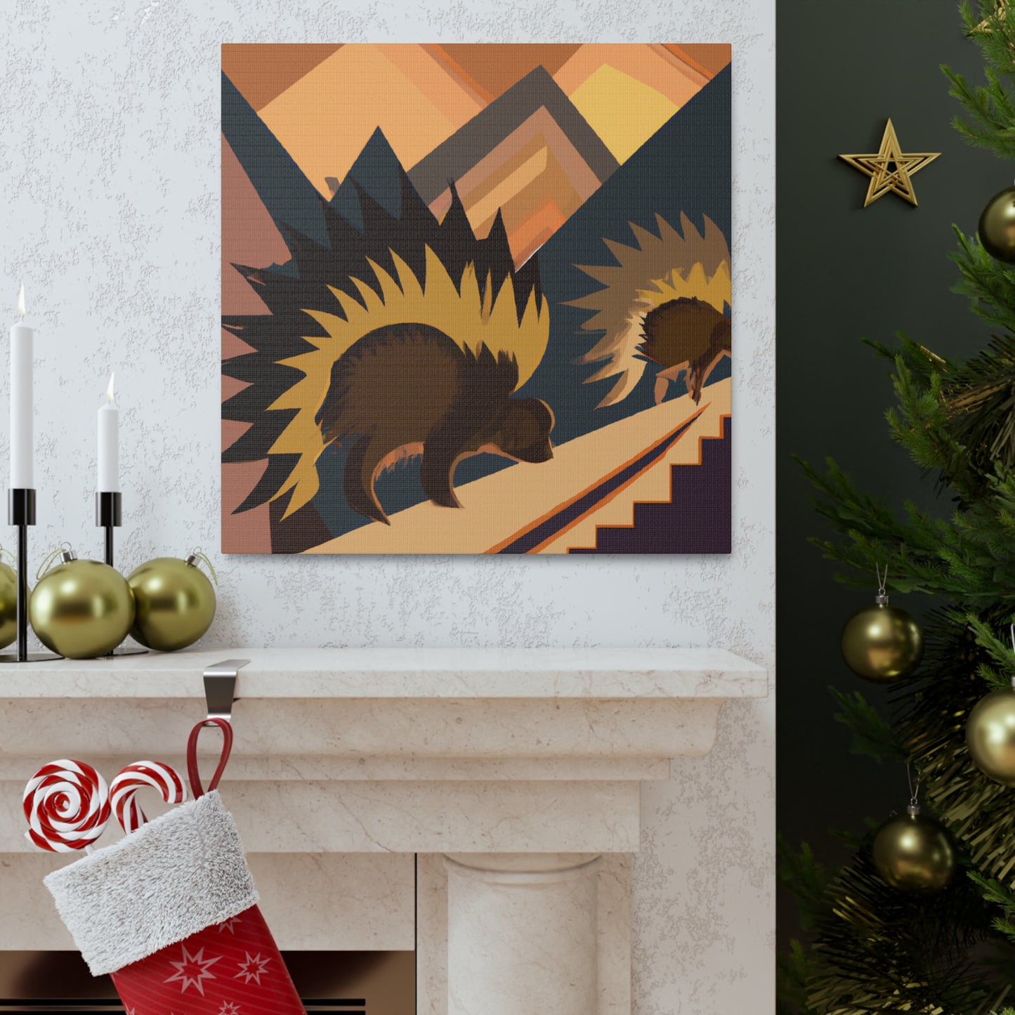 Porcupine in Art Deco - Canvas