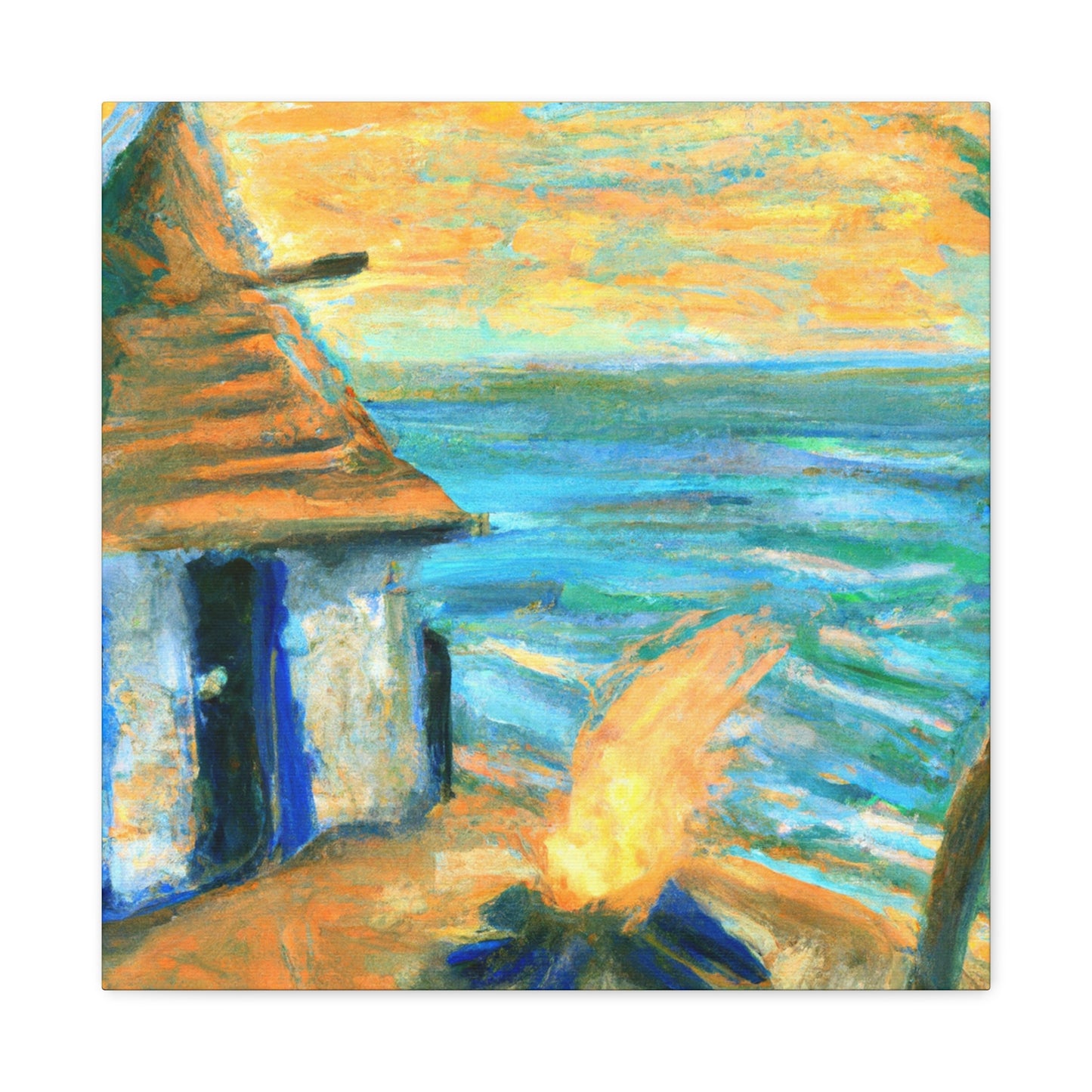 "Beach Hut Impressionism" - Canvas