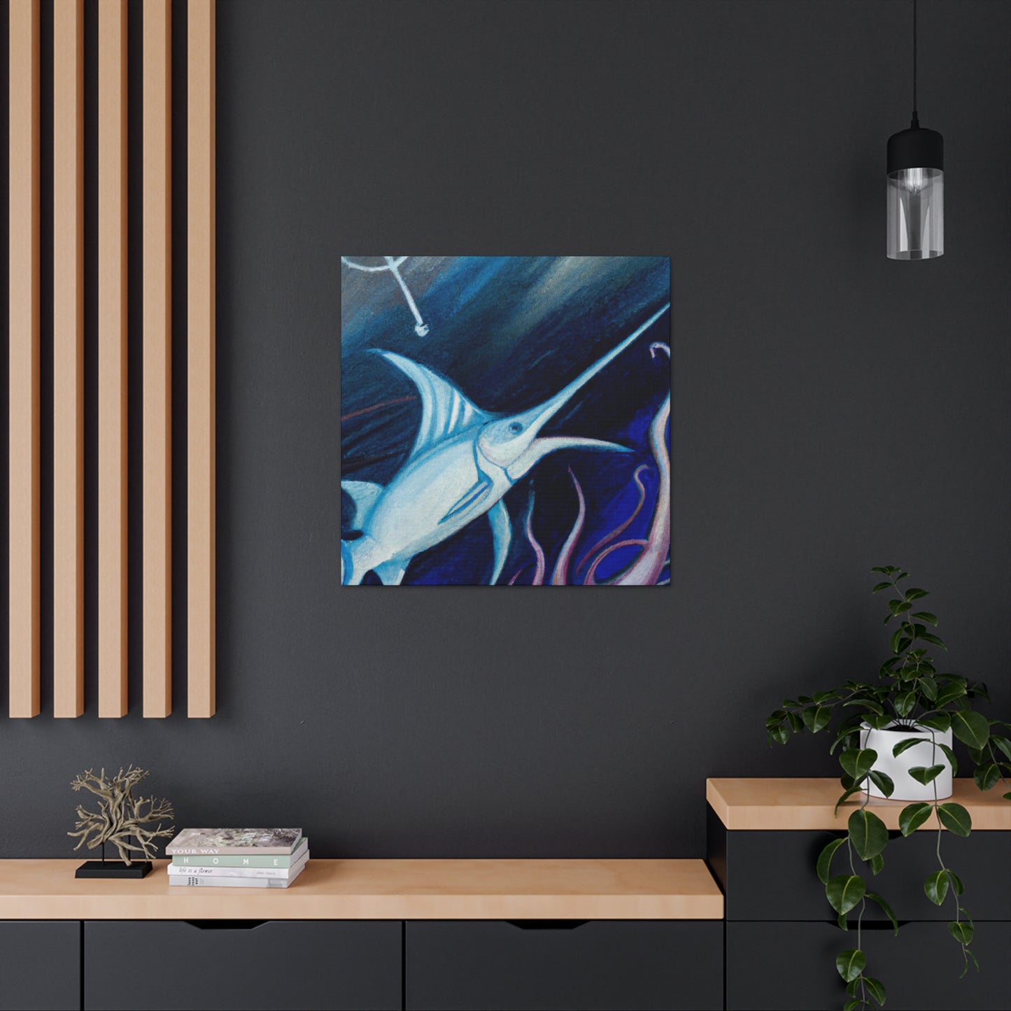 "Swimming Swordfish Splendor" - Canvas