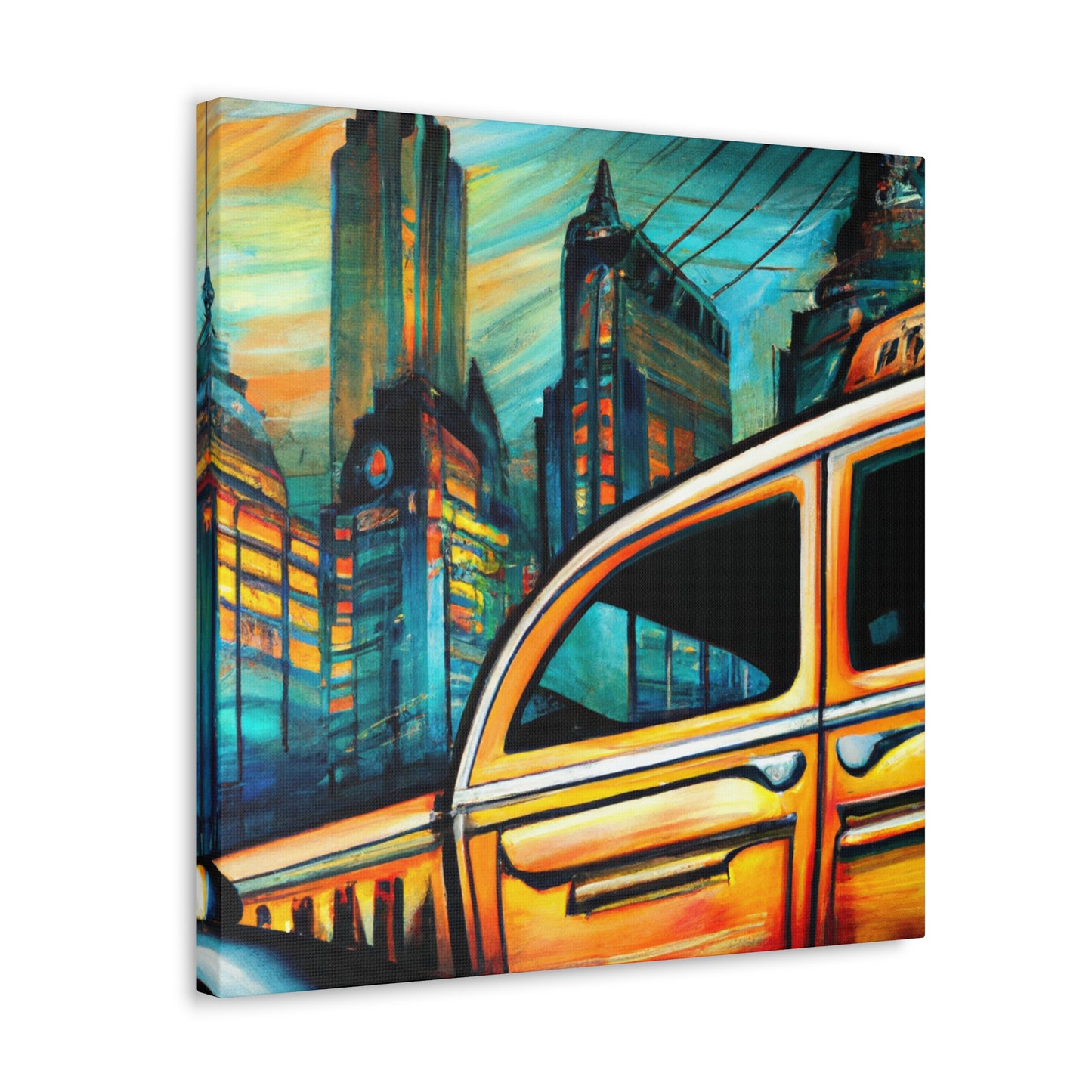 "Taxi at Midnight Glow" - Canvas