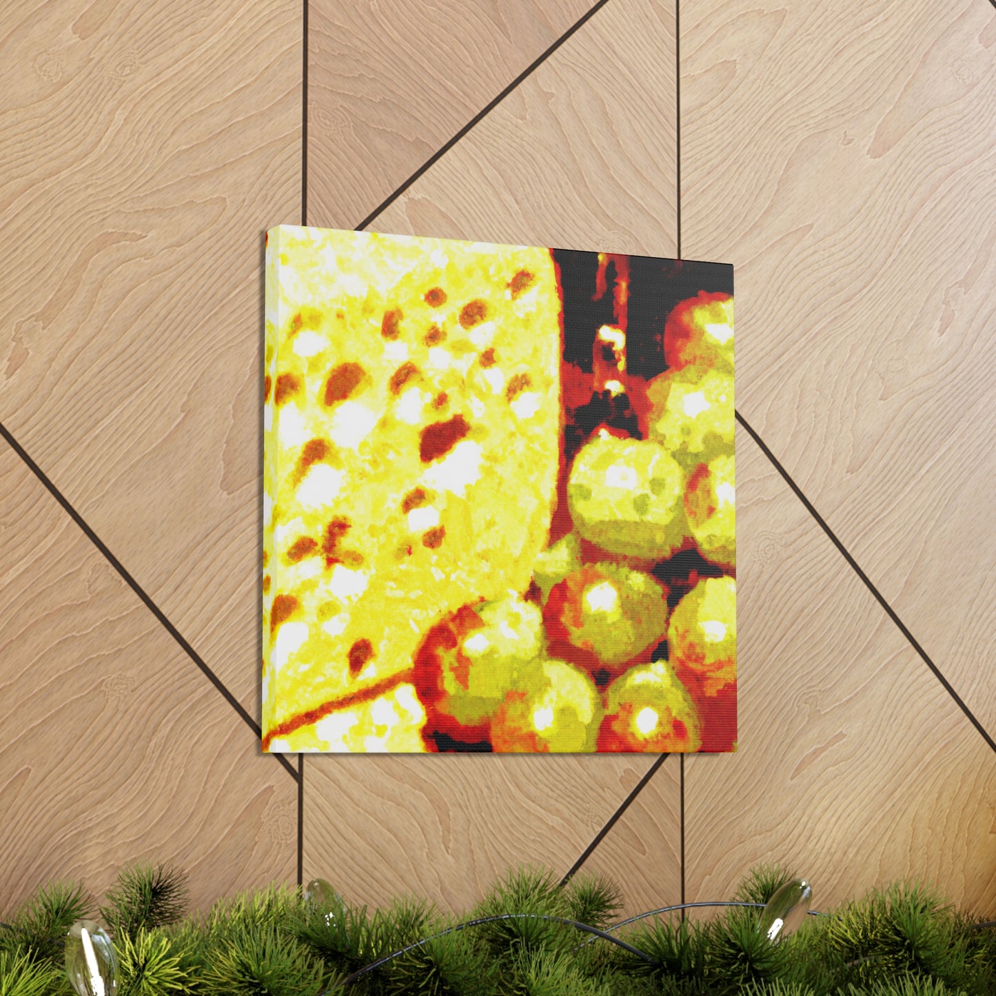 Cheese and Grapes Pointillism - Canvas