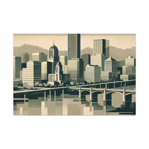 "Cityscape Serenade: 1920s Portland" - Canvas