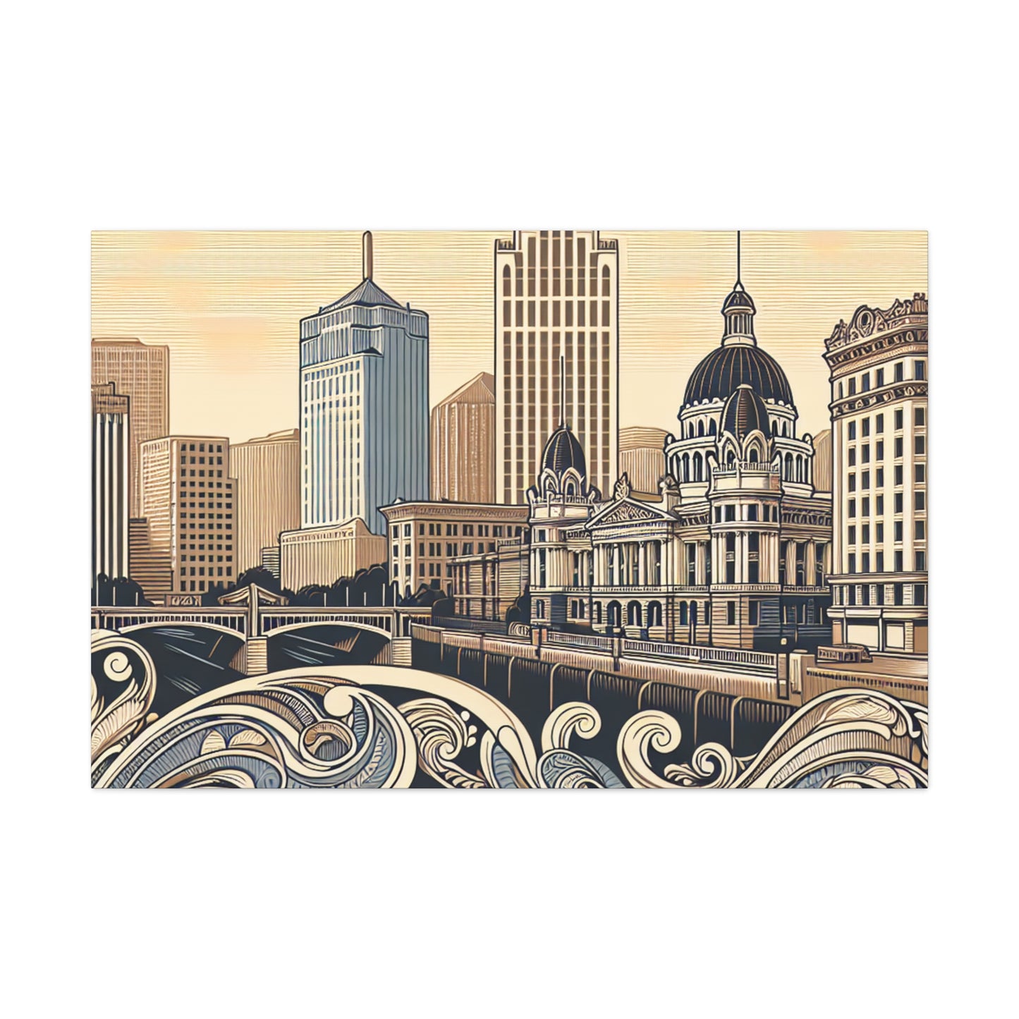 "Golden City Serenade" - Canvas