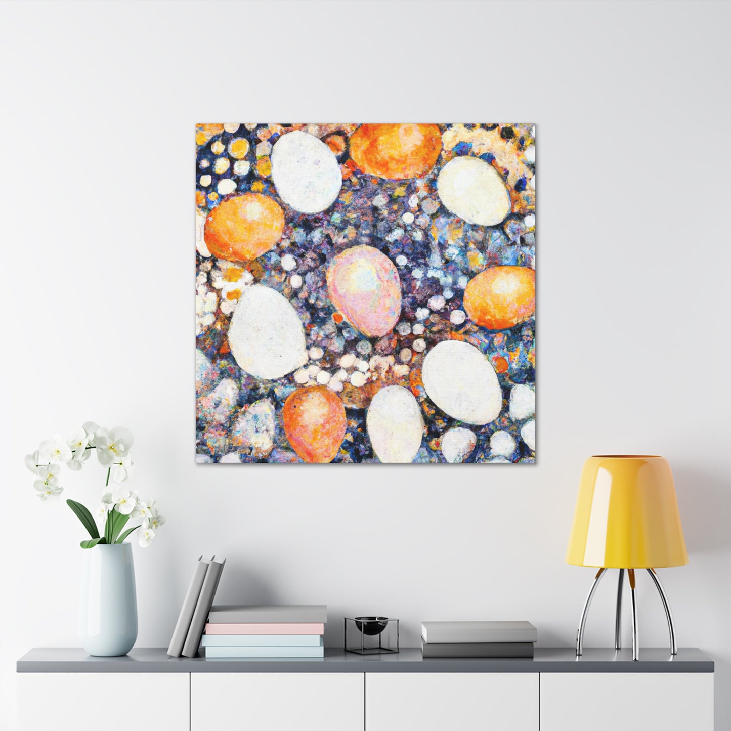 Eggs in Pointillism - Canvas