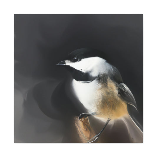 "Chickadee in the Spring". - Canvas