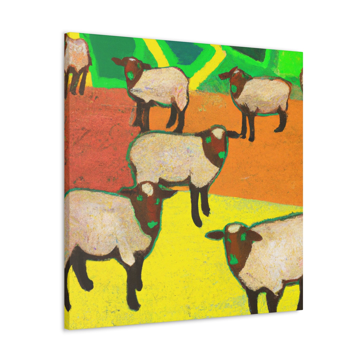 Sheep in Red Pastures - Canvas