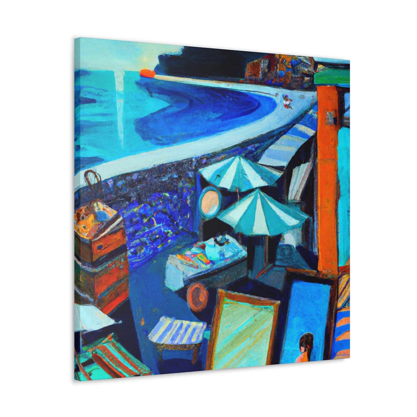 "Shops on Coastal Shores" - Canvas