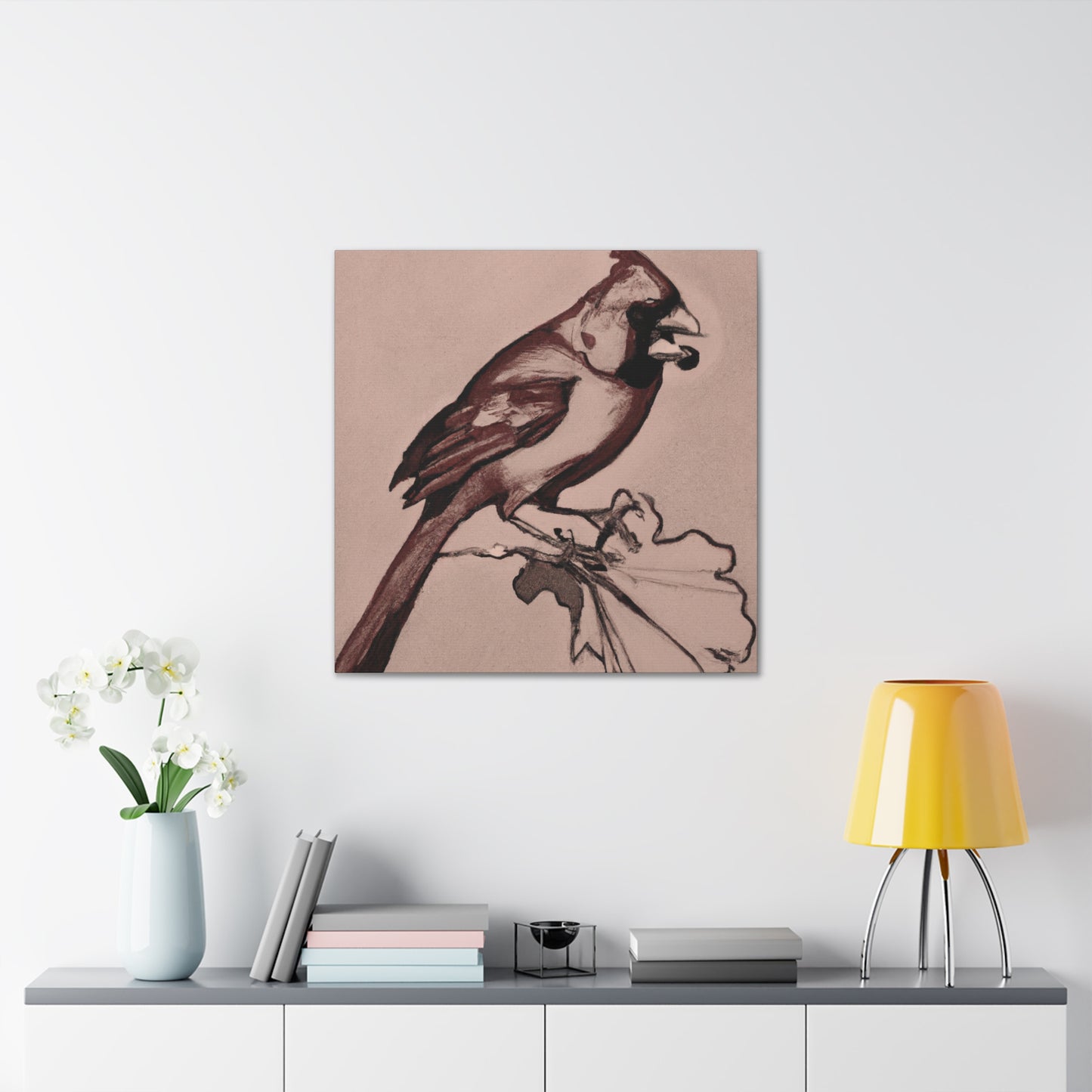 "Cardinal in the Garden" - Canvas