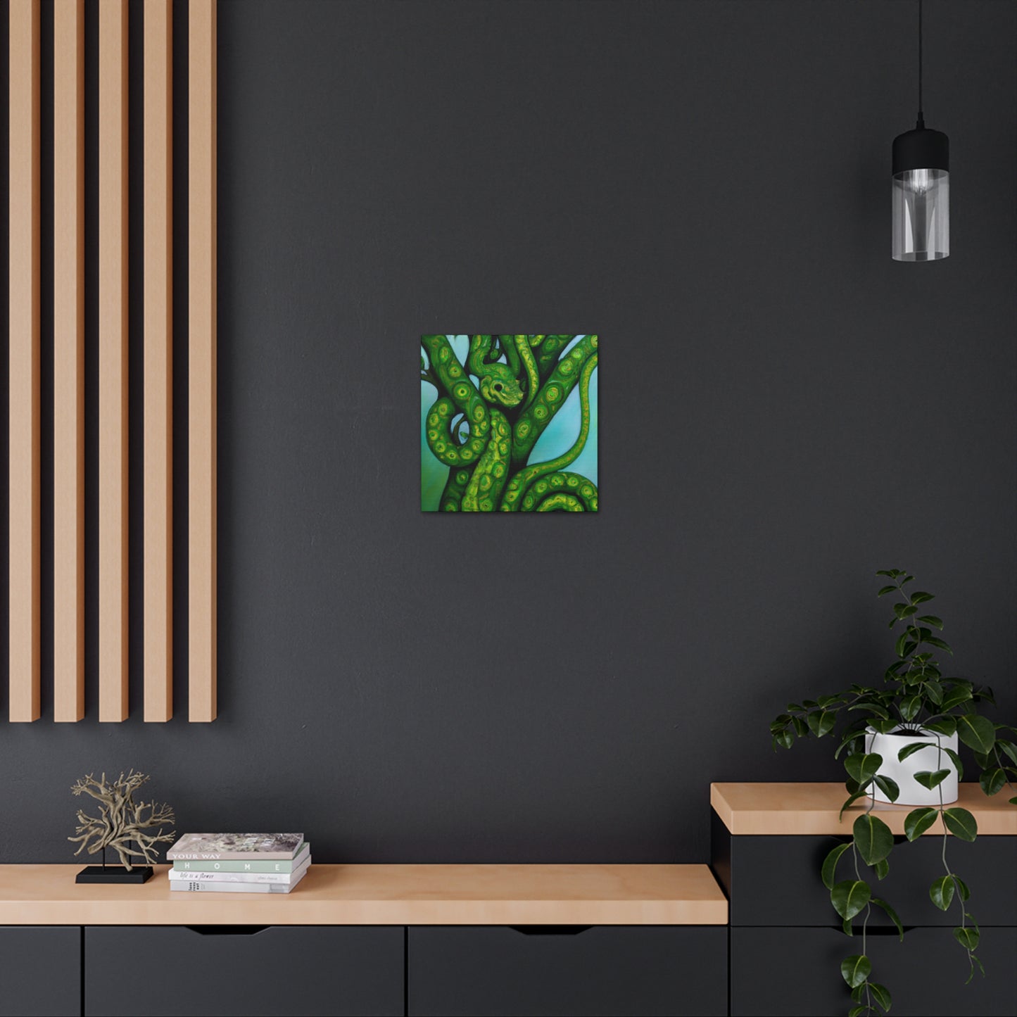 Green Python in Bloom - Canvas