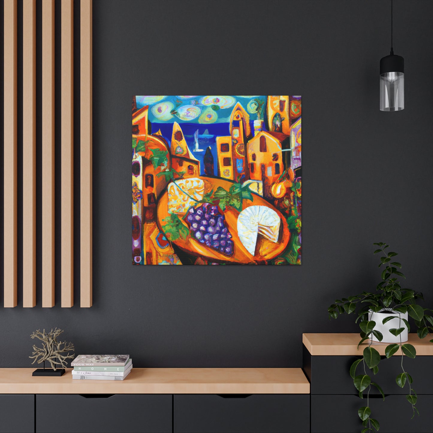 "Still Life: Cheese Grapes" - Canvas