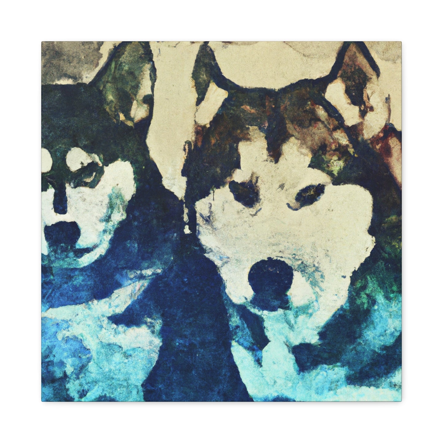 "Huskies in Distant Hues" - Canvas