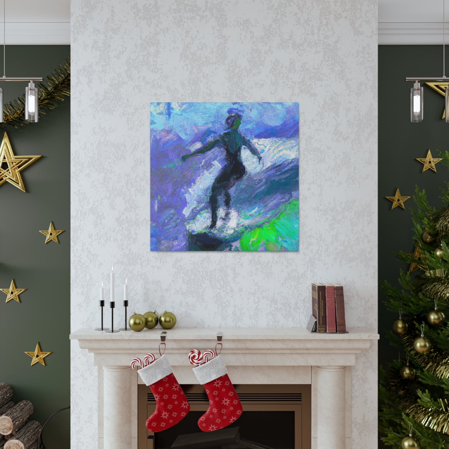 Surfers on Wave Crest - Canvas