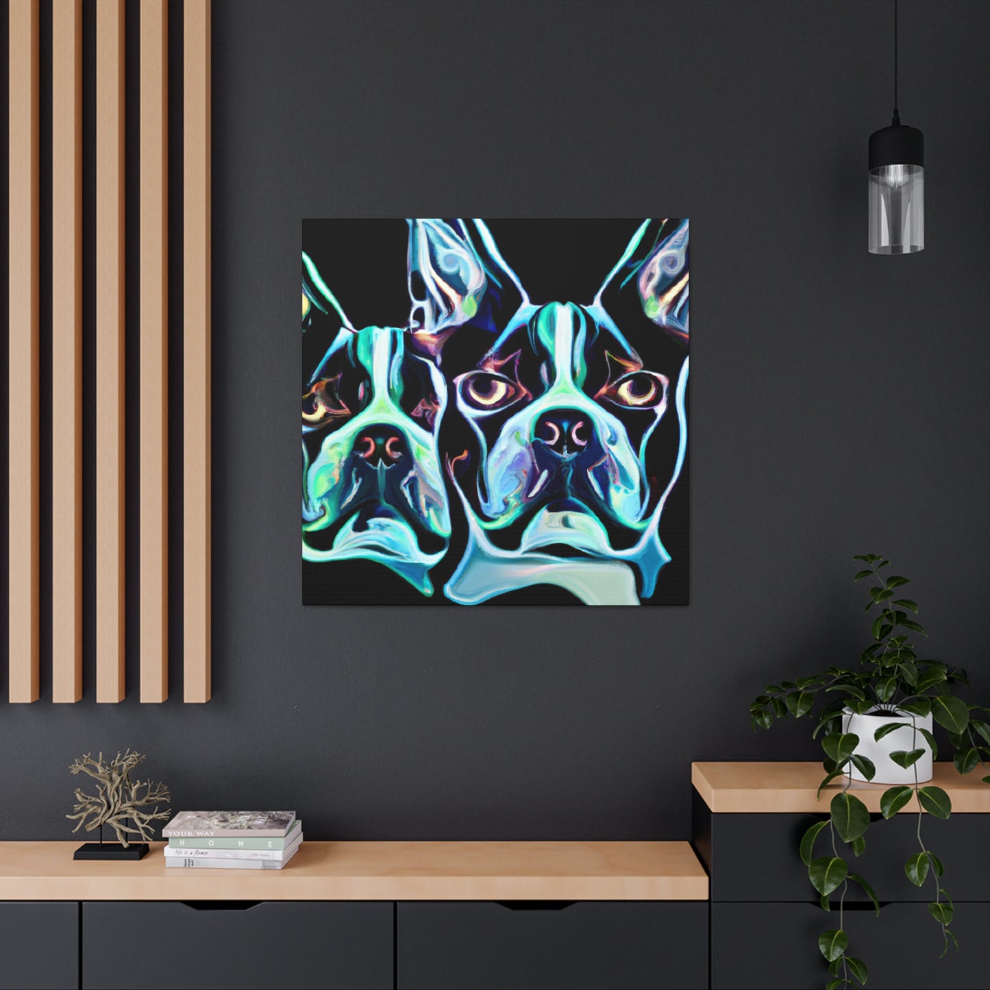 "Boston Terrier Bouquet" - Canvas