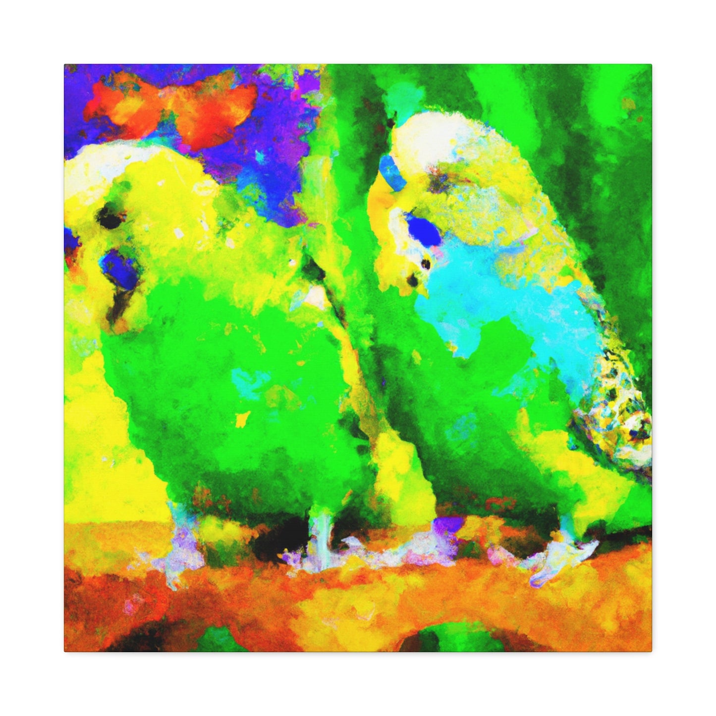 Budgies in Bloom. - Canvas