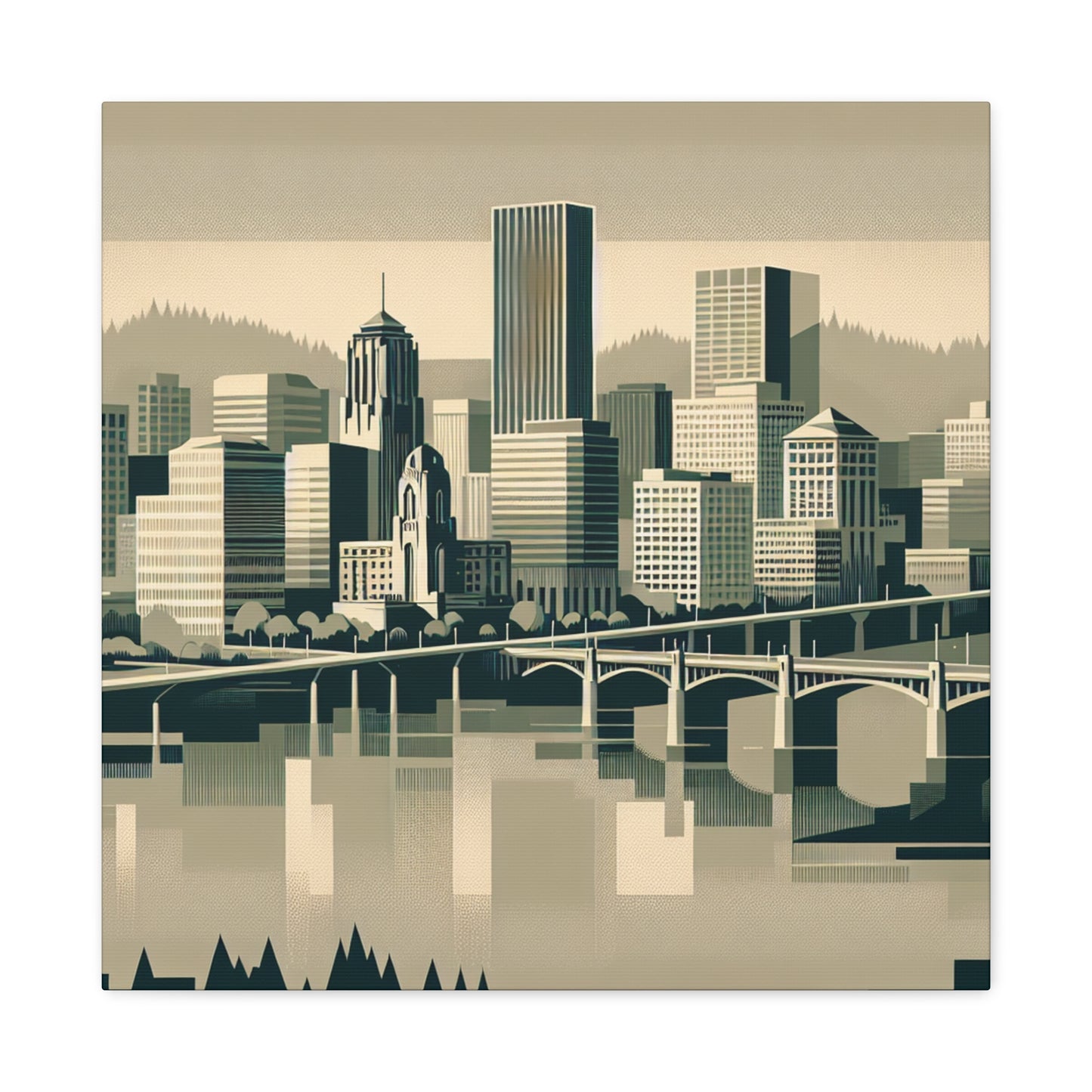 "Cityscape Serenade: 1920s Portland" - Canvas