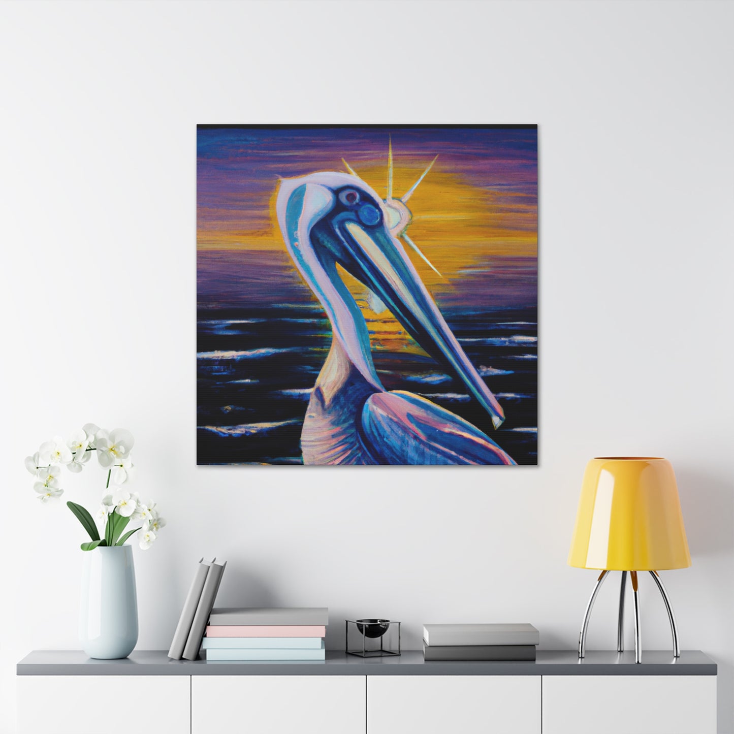 "Pelican in Flight Deko" - Canvas