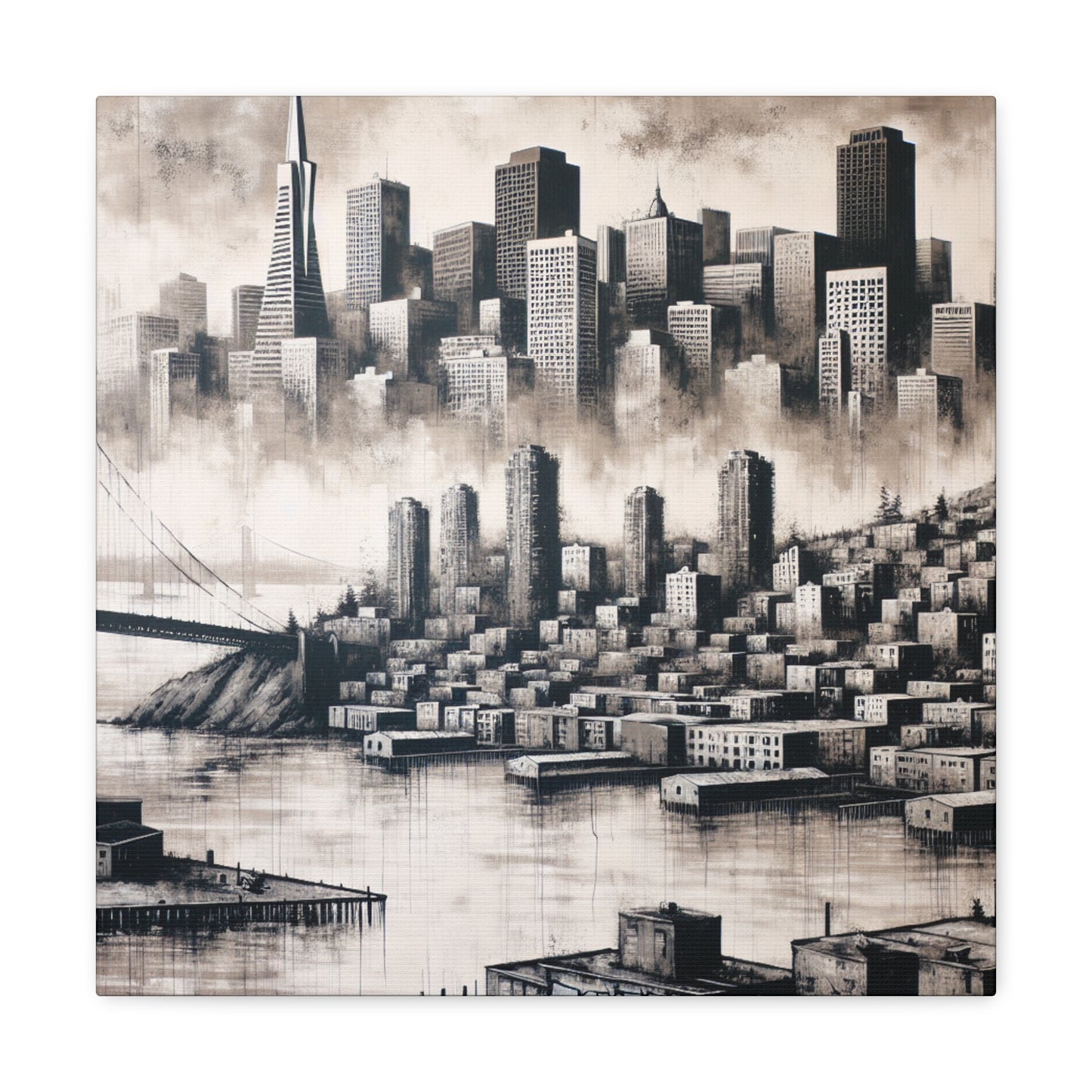 Golden City in Motion. - Canvas