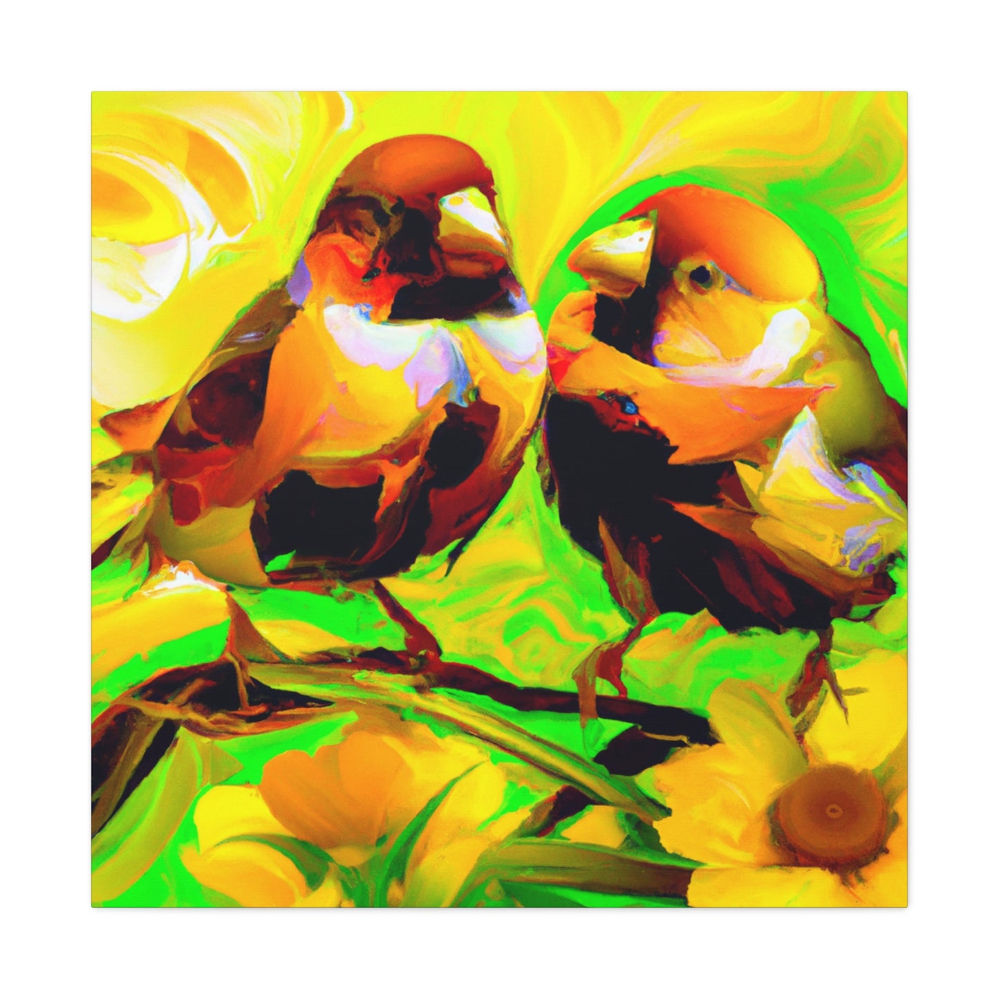 Lovebirds in Bloom - Canvas