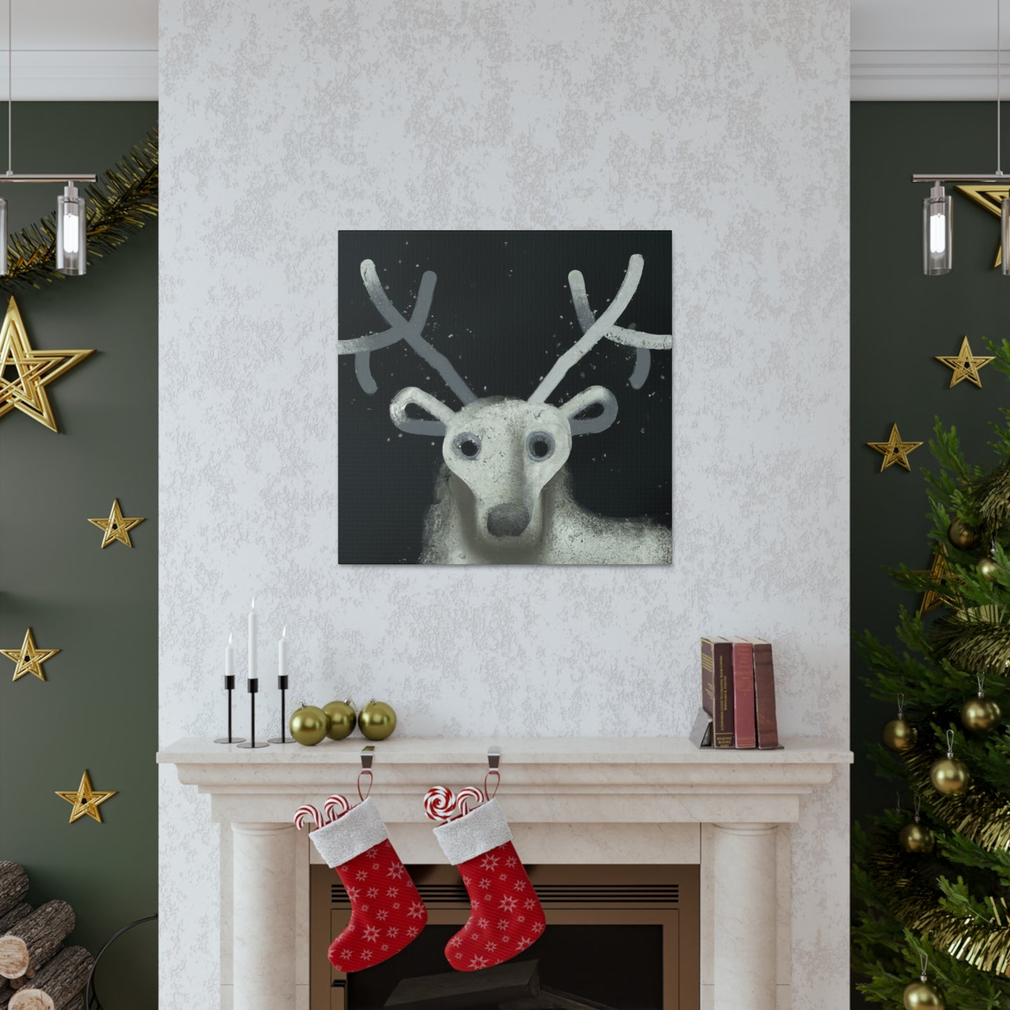 Reindeer in Blizzard - Canvas