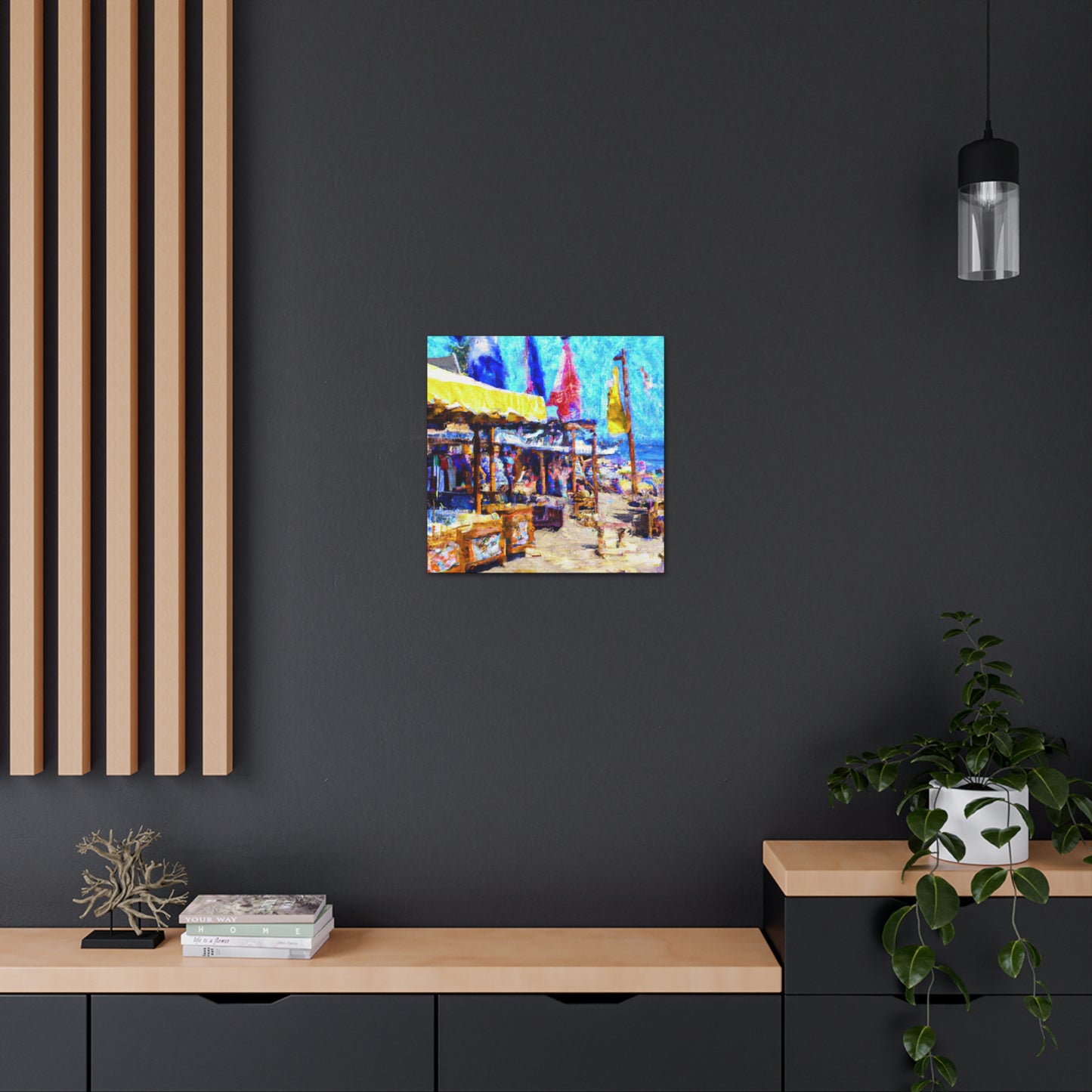 "Beach Shops Impressionism" - Canvas