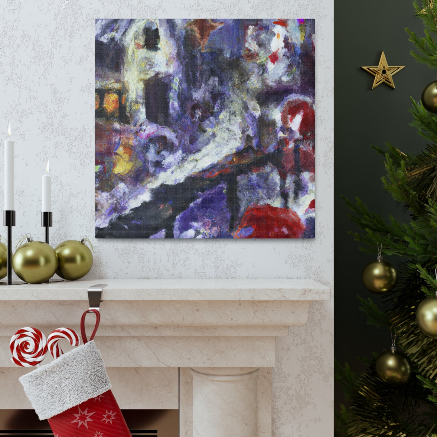 Santa's Workshop Abstraction - Canvas