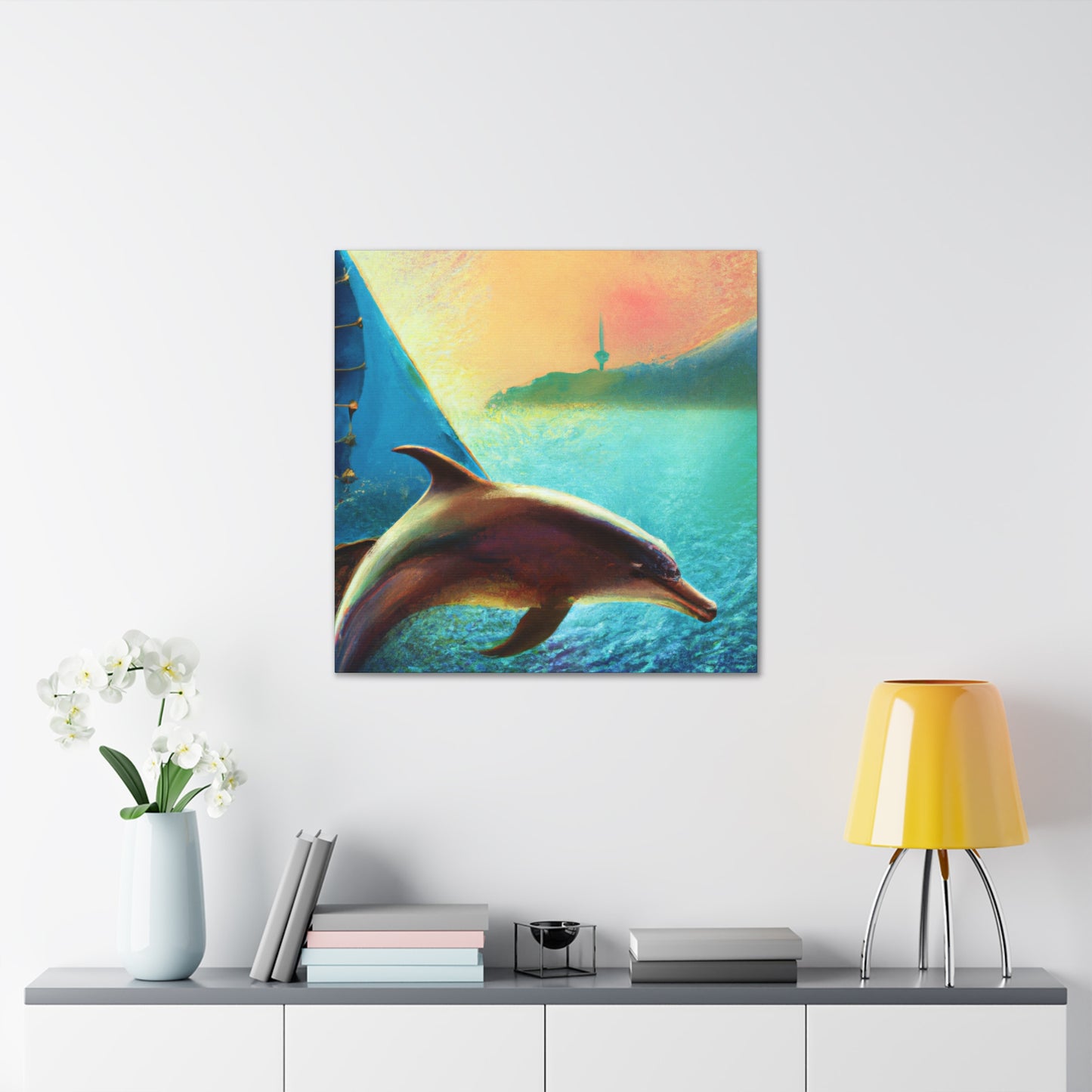 "Dolphin's Surreal Dream" - Canvas