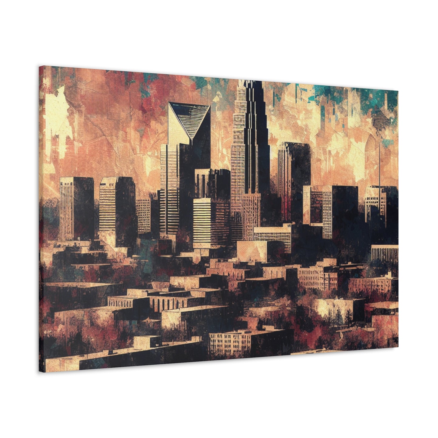 Carolinas tumultuous cityscape blending. - Canvas