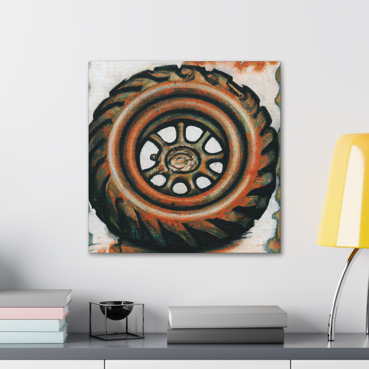 "Tractor Tire Triumphant" - Canvas