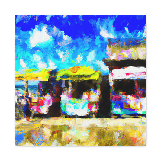 "Sunlit Seaside Shops" - Canvas