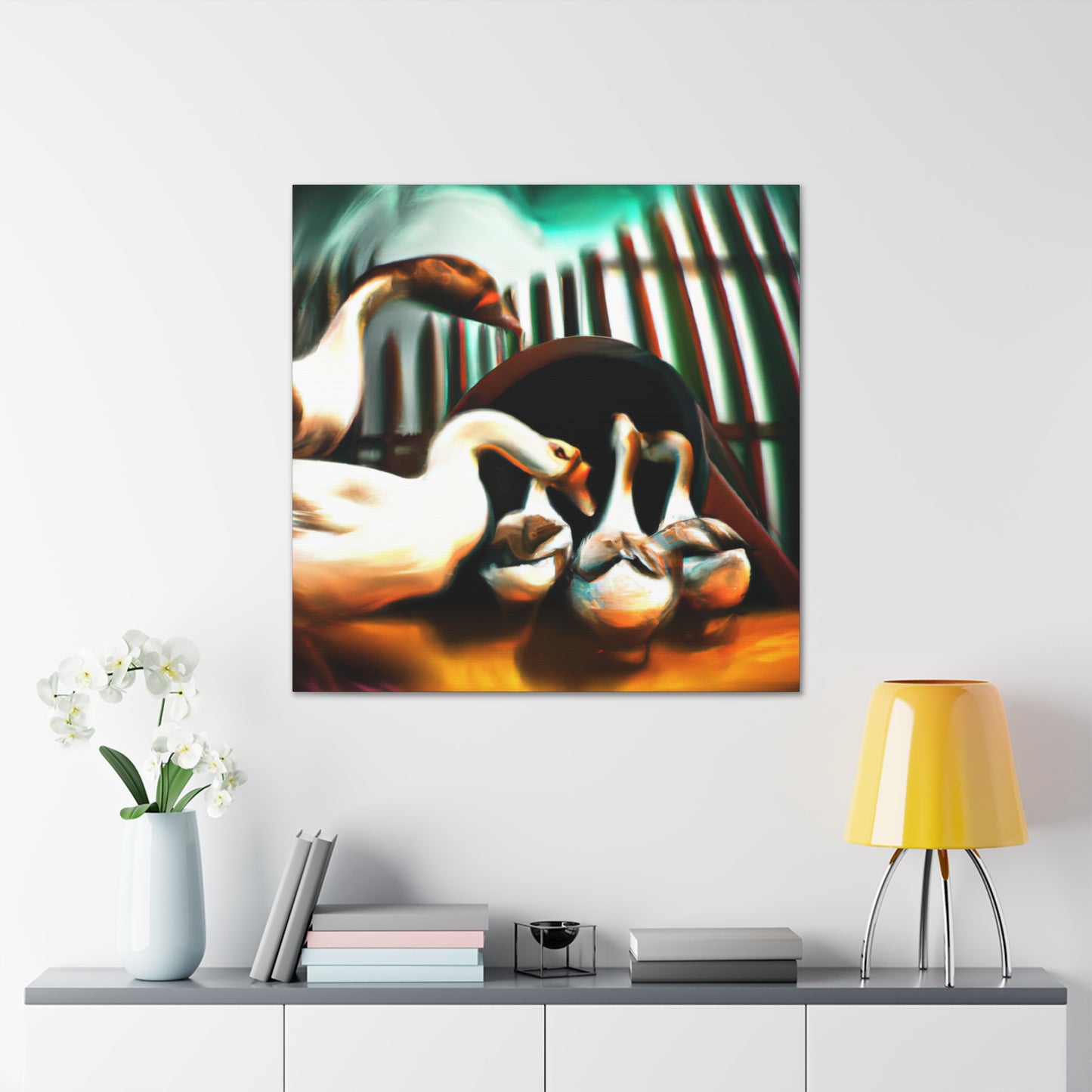 "Geese in Flight Surreal" - Canvas