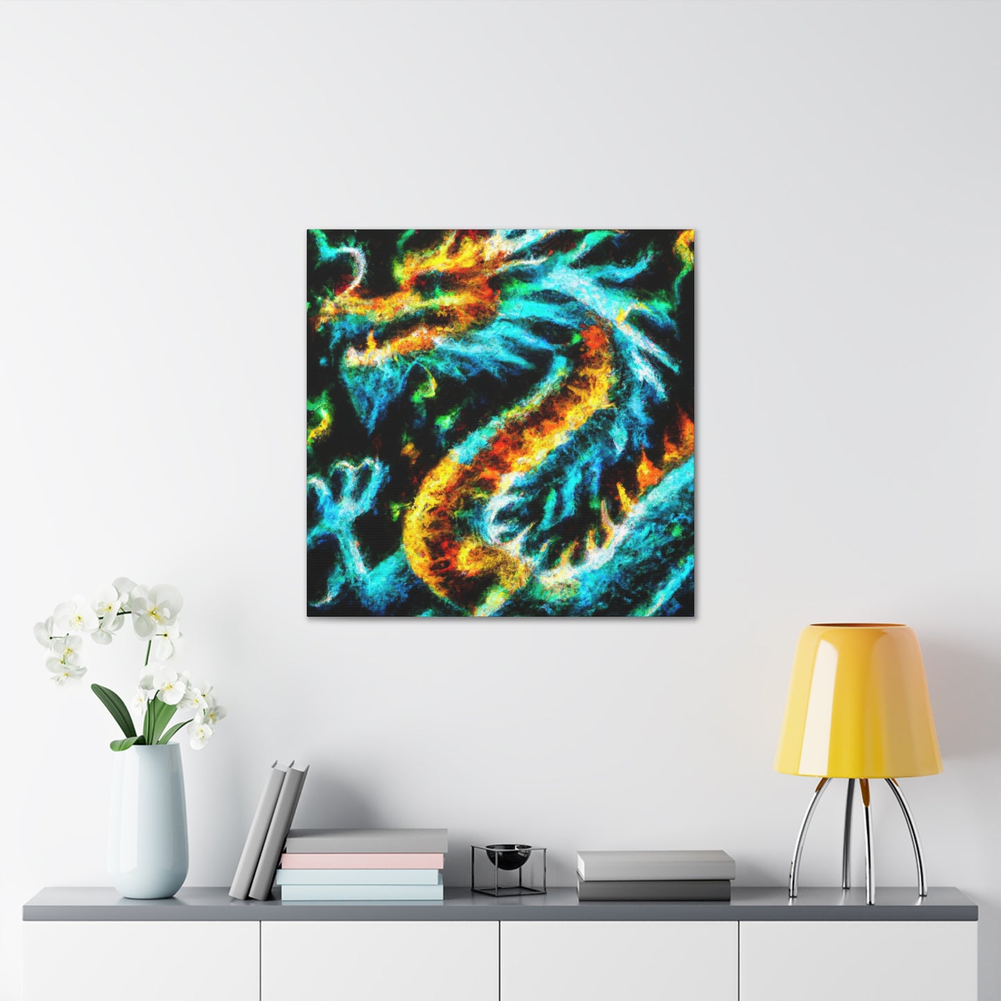 Dragon in Moonlight, - Canvas