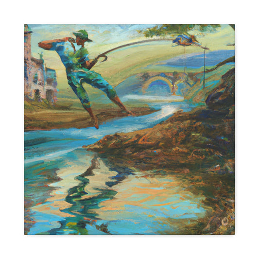 Fishing in Aquamarine Hues - Canvas