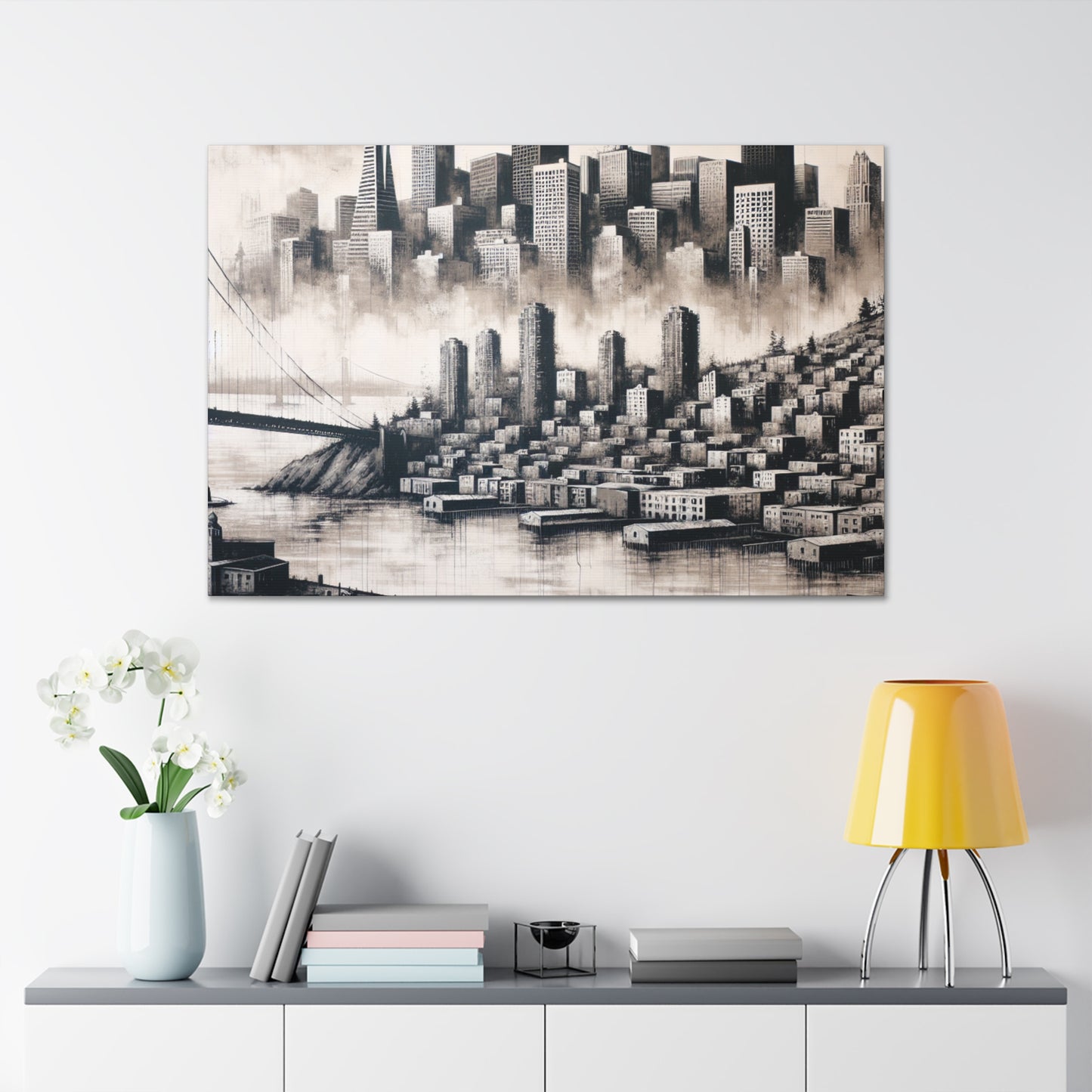 Golden City in Motion. - Canvas