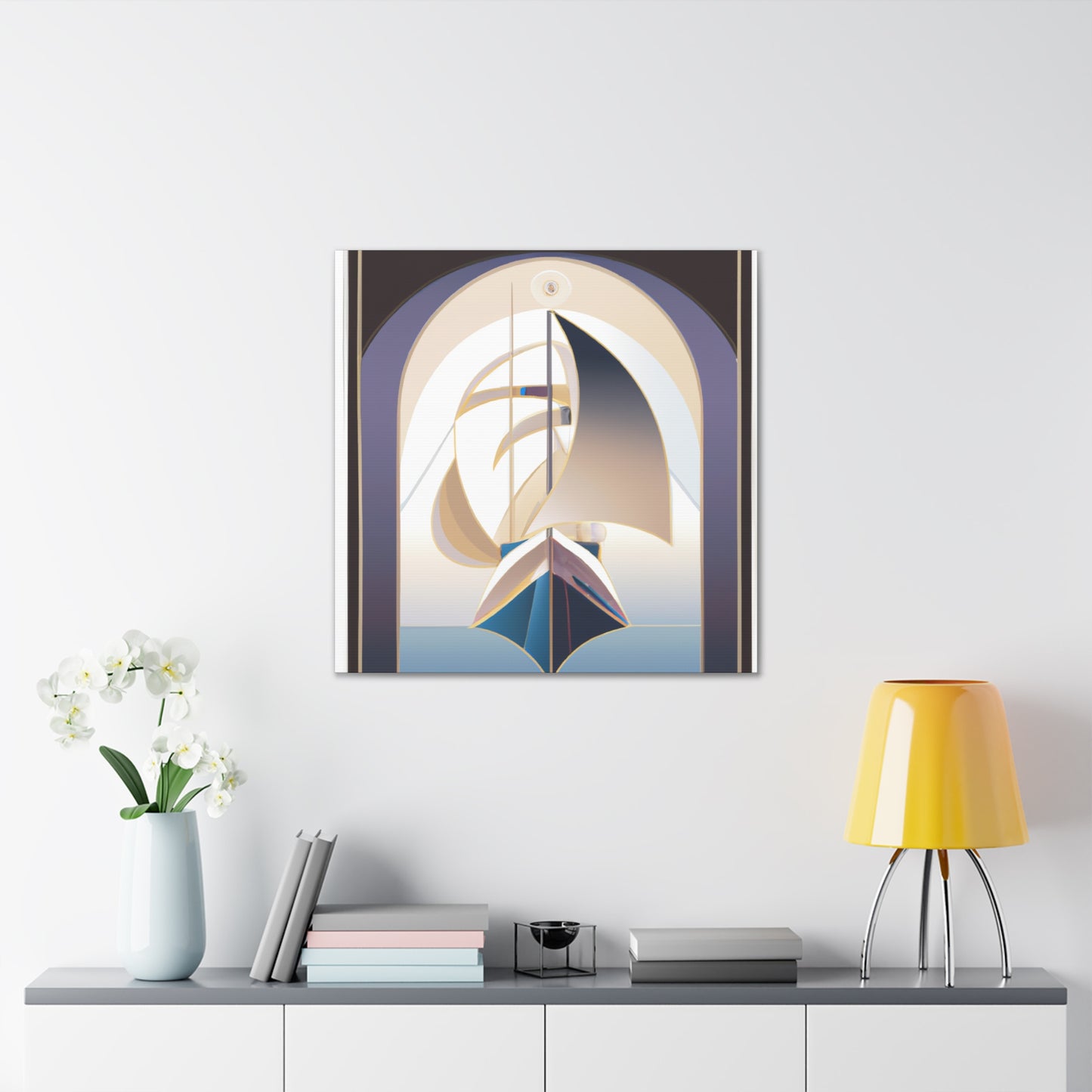 "Sailing in Moonlight Yacht" - Canvas