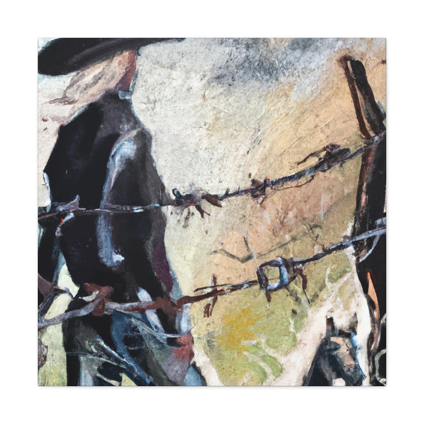 "Barbed Wire Embrace" - Canvas