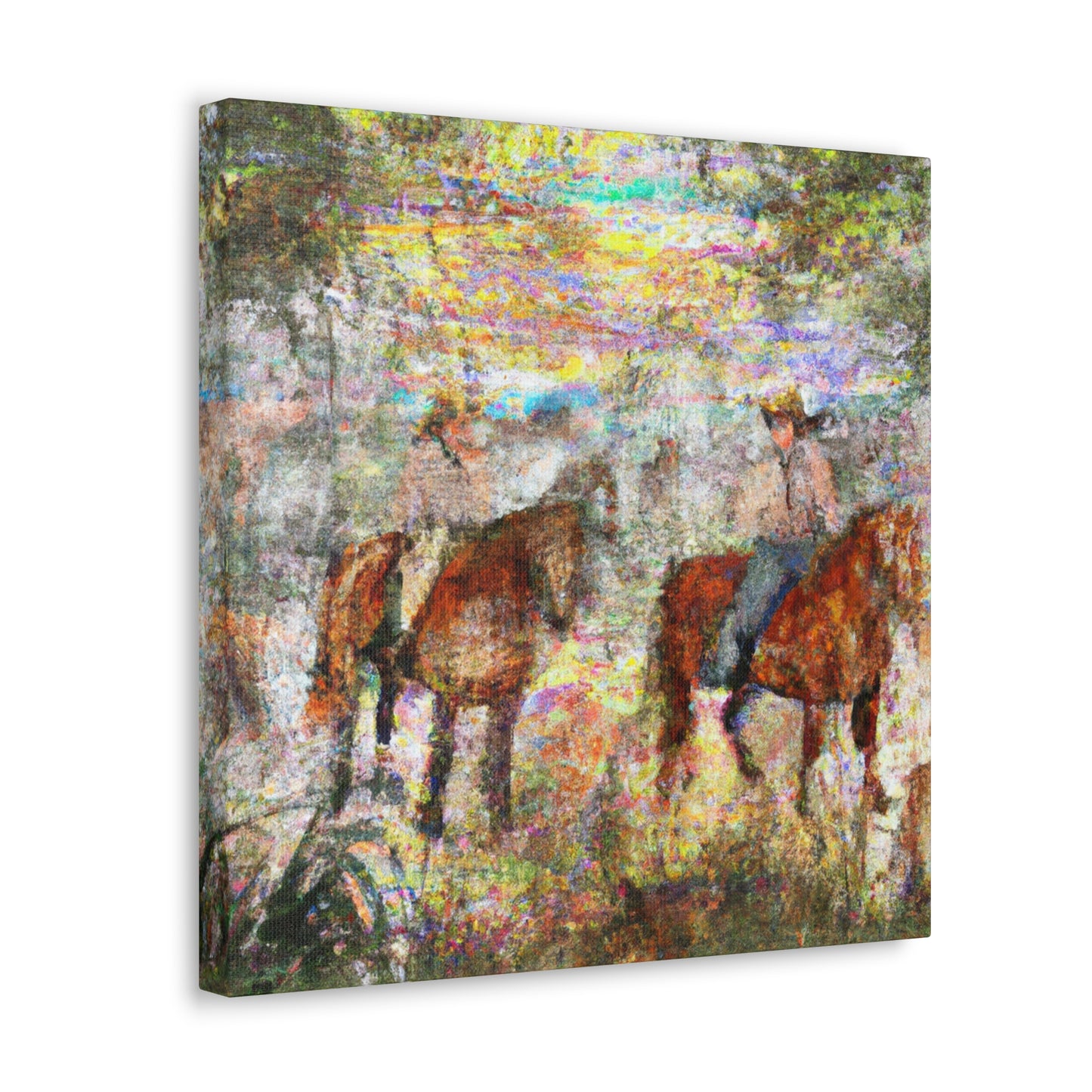 "Fog and Frolicing Horses" - Canvas