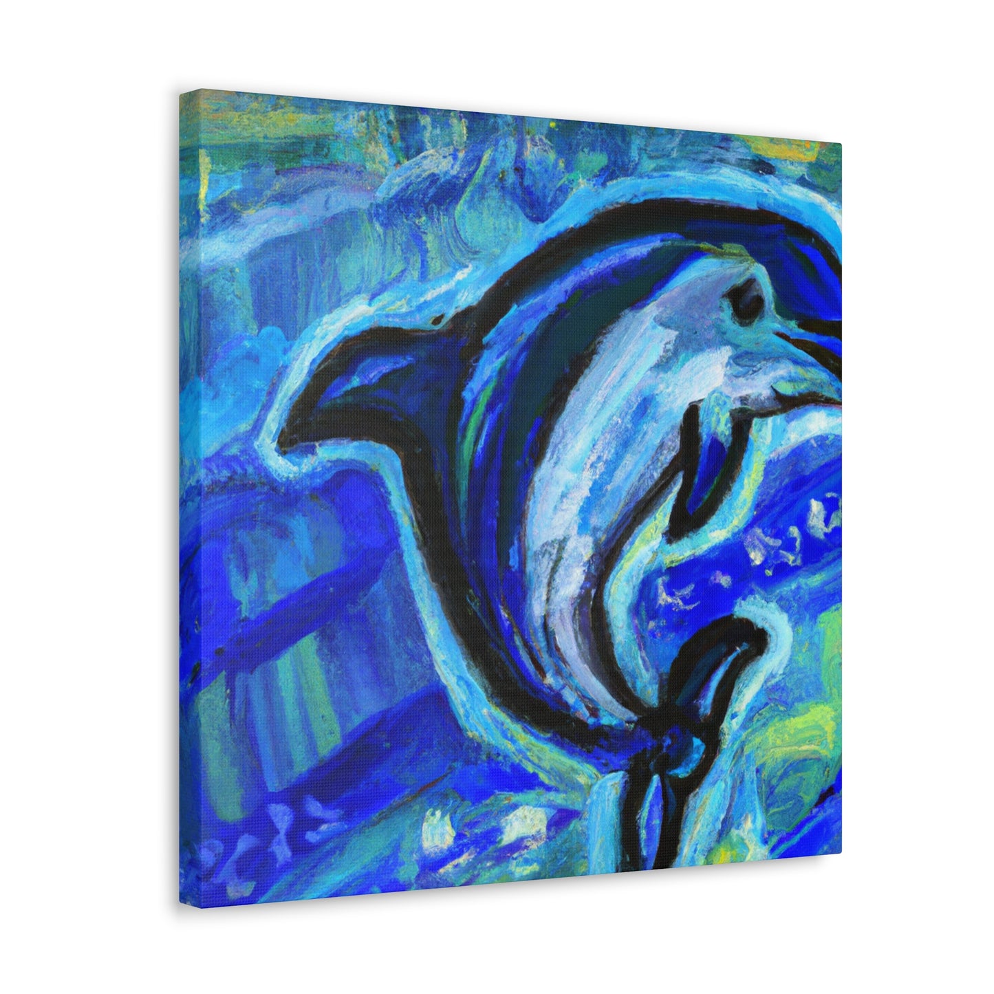 Dolphin in Blue Spray - Canvas