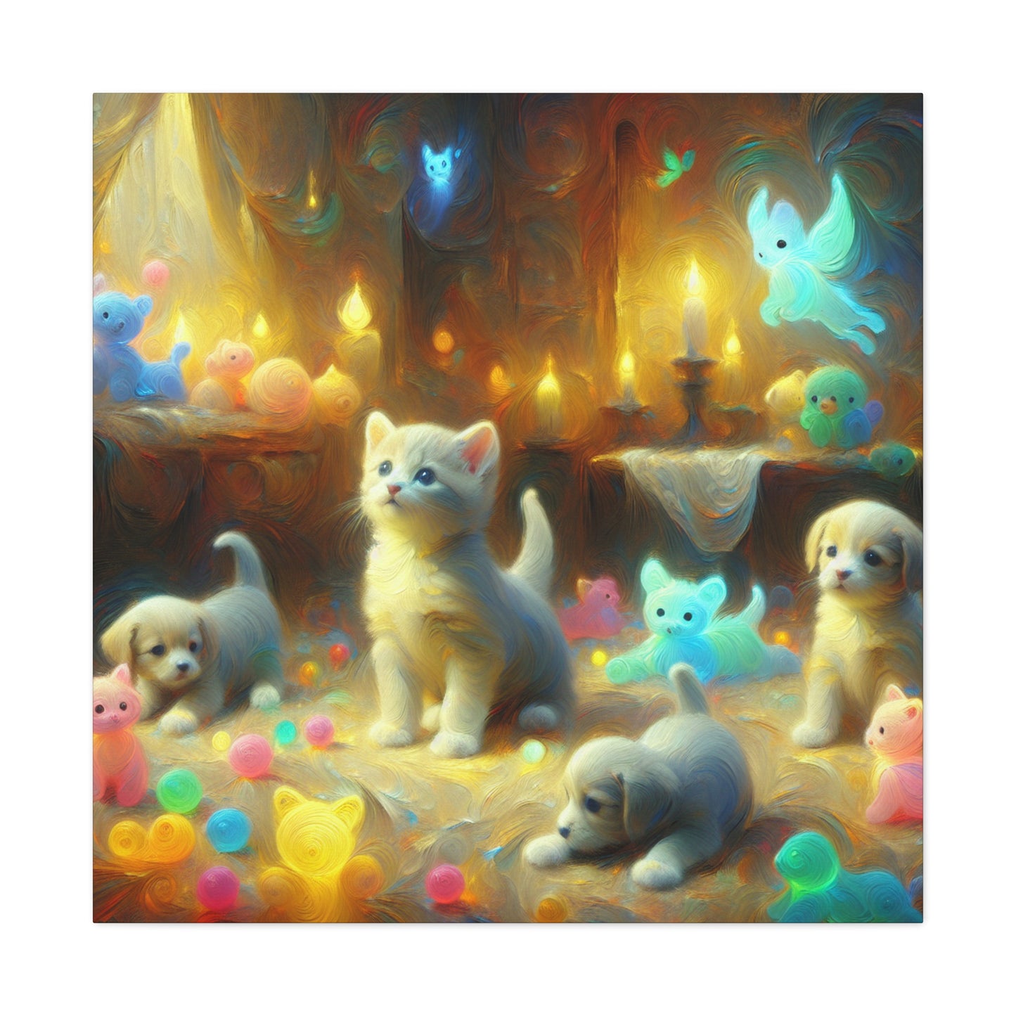 Whimsical Harmony: Puppies & Kittens - Canvas