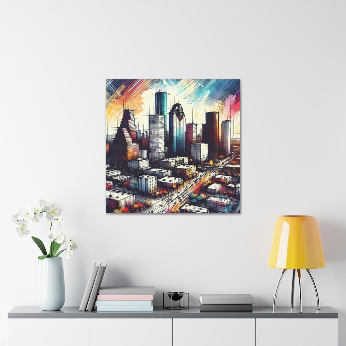 "Urban Luminosity: Houston's Vibes" - Canvas