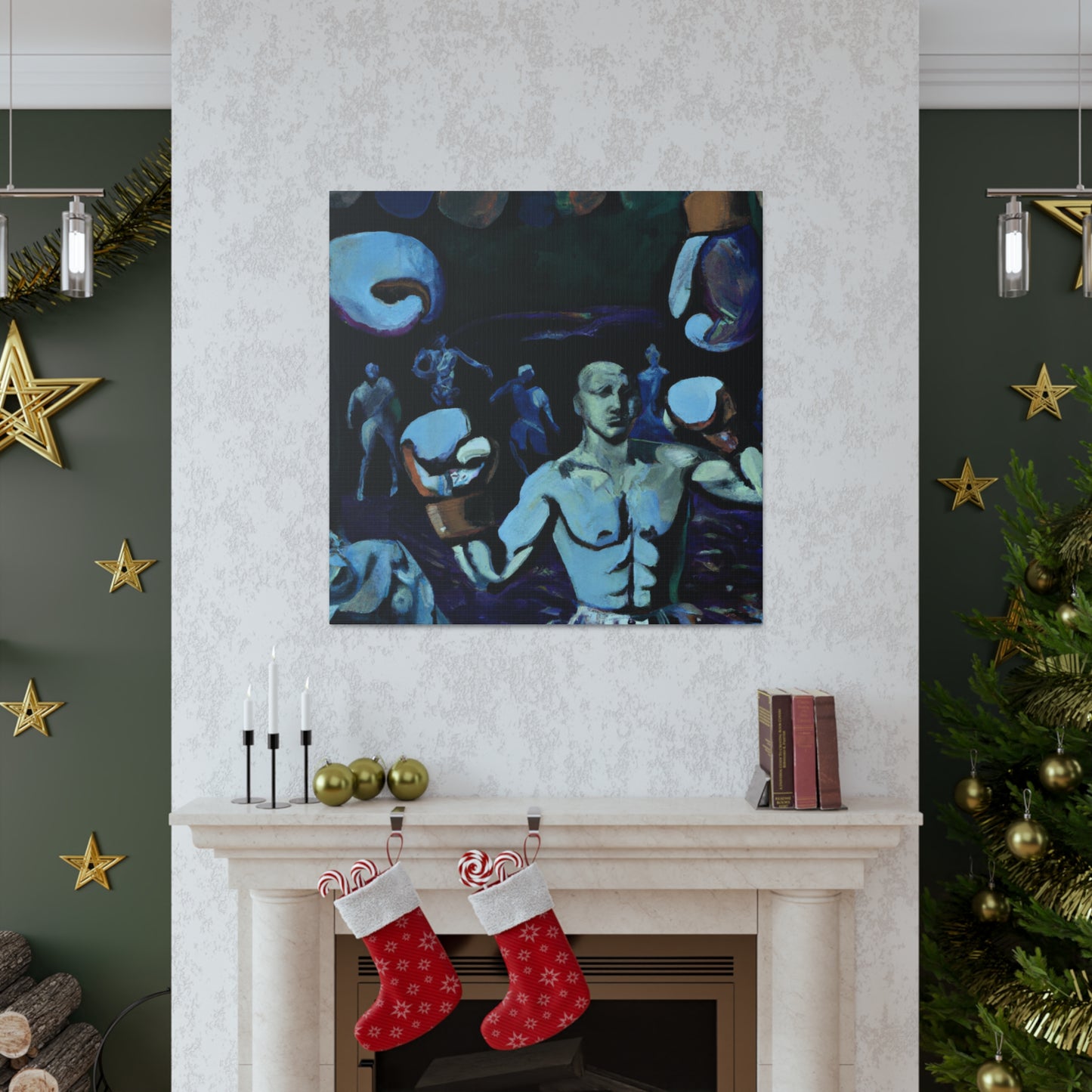 Boxers in Starlight. - Canvas