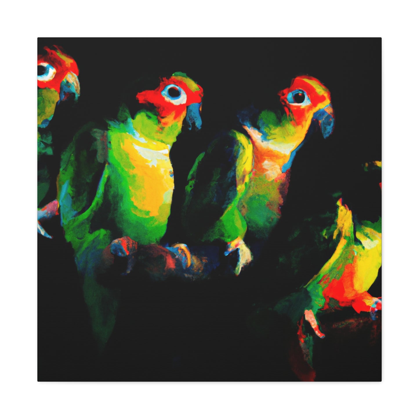 "Conures in Colorful Hues" - Canvas