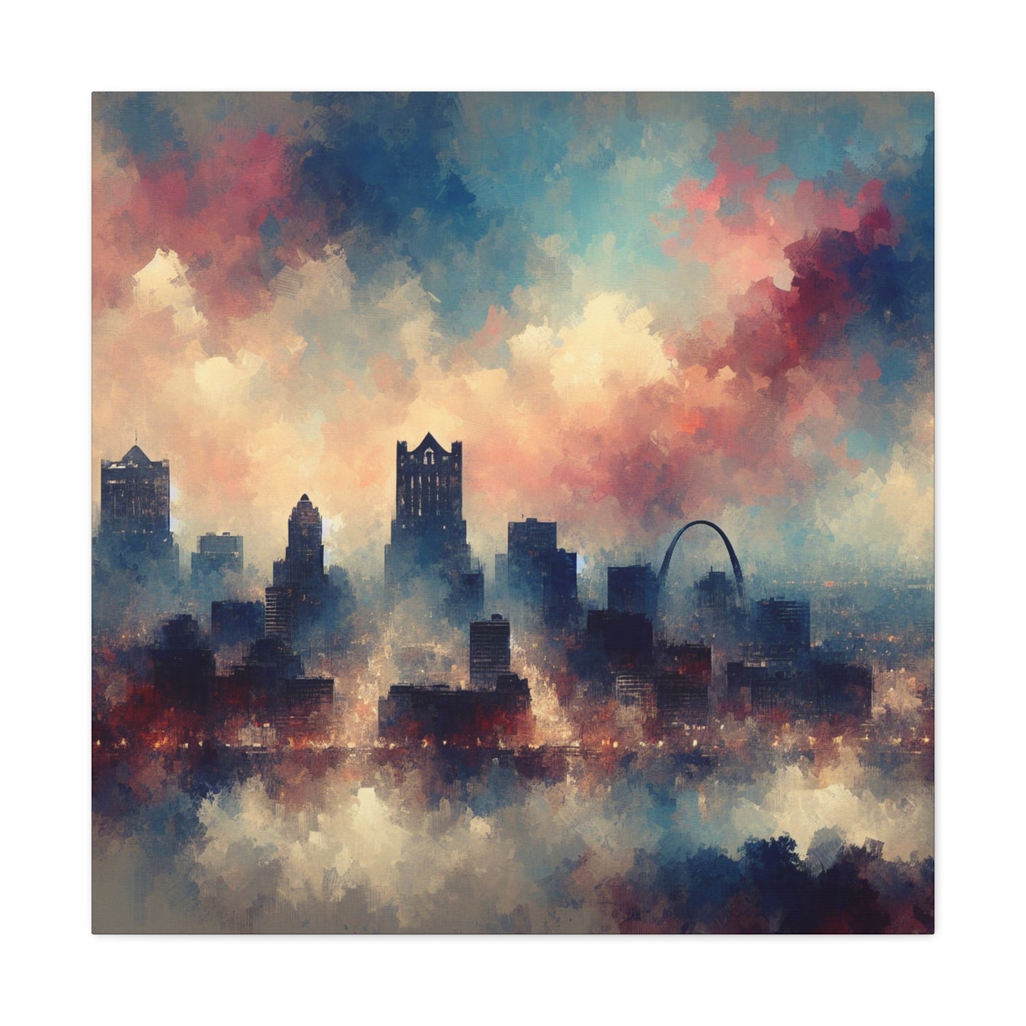 "River's Embracing Urban Rhythm" - Canvas