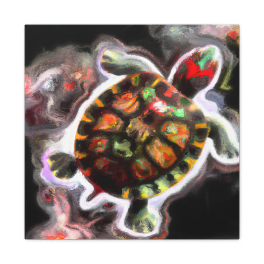 "Turtle of Scarlet Hues" - Canvas