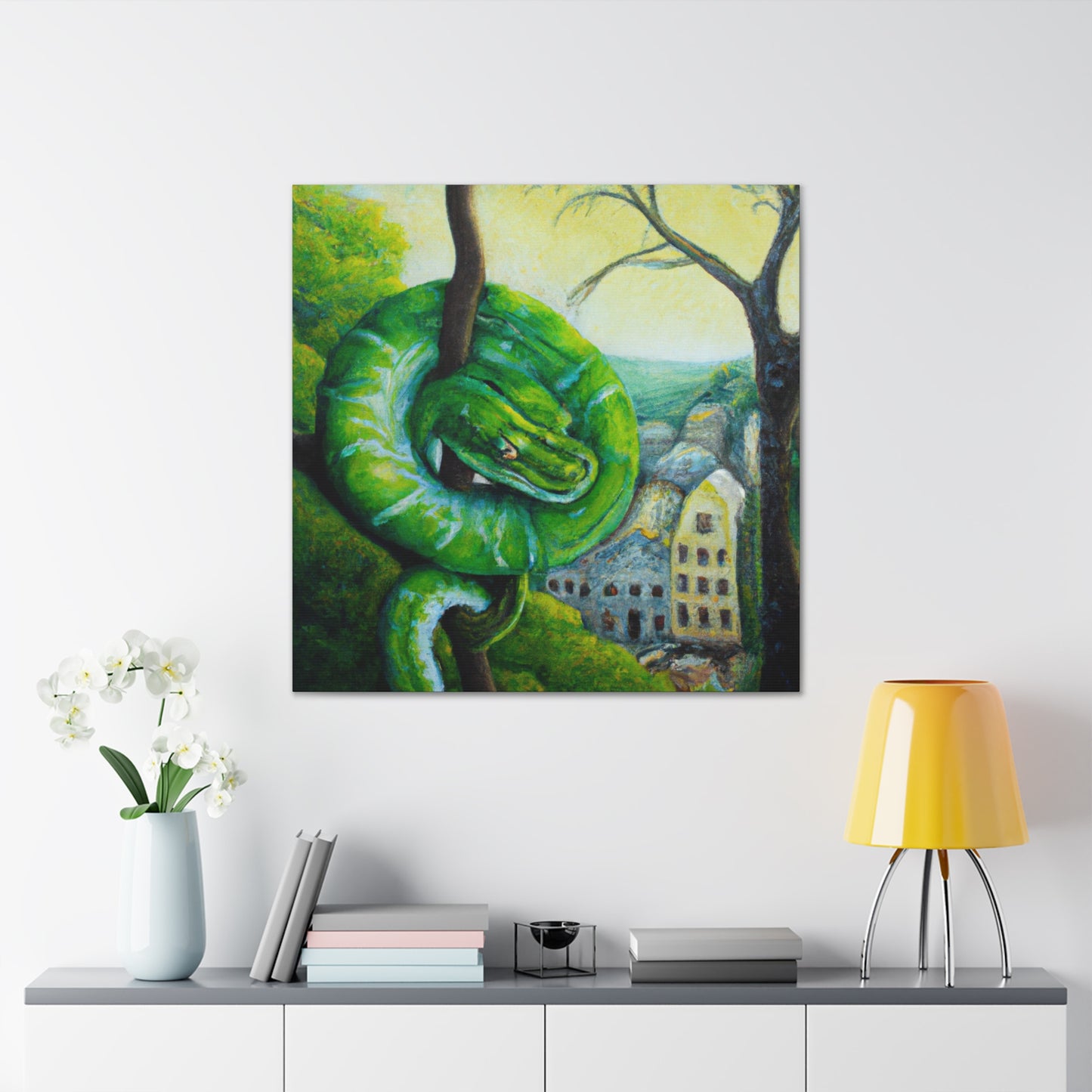 Green Tree Python Glow - Canvas