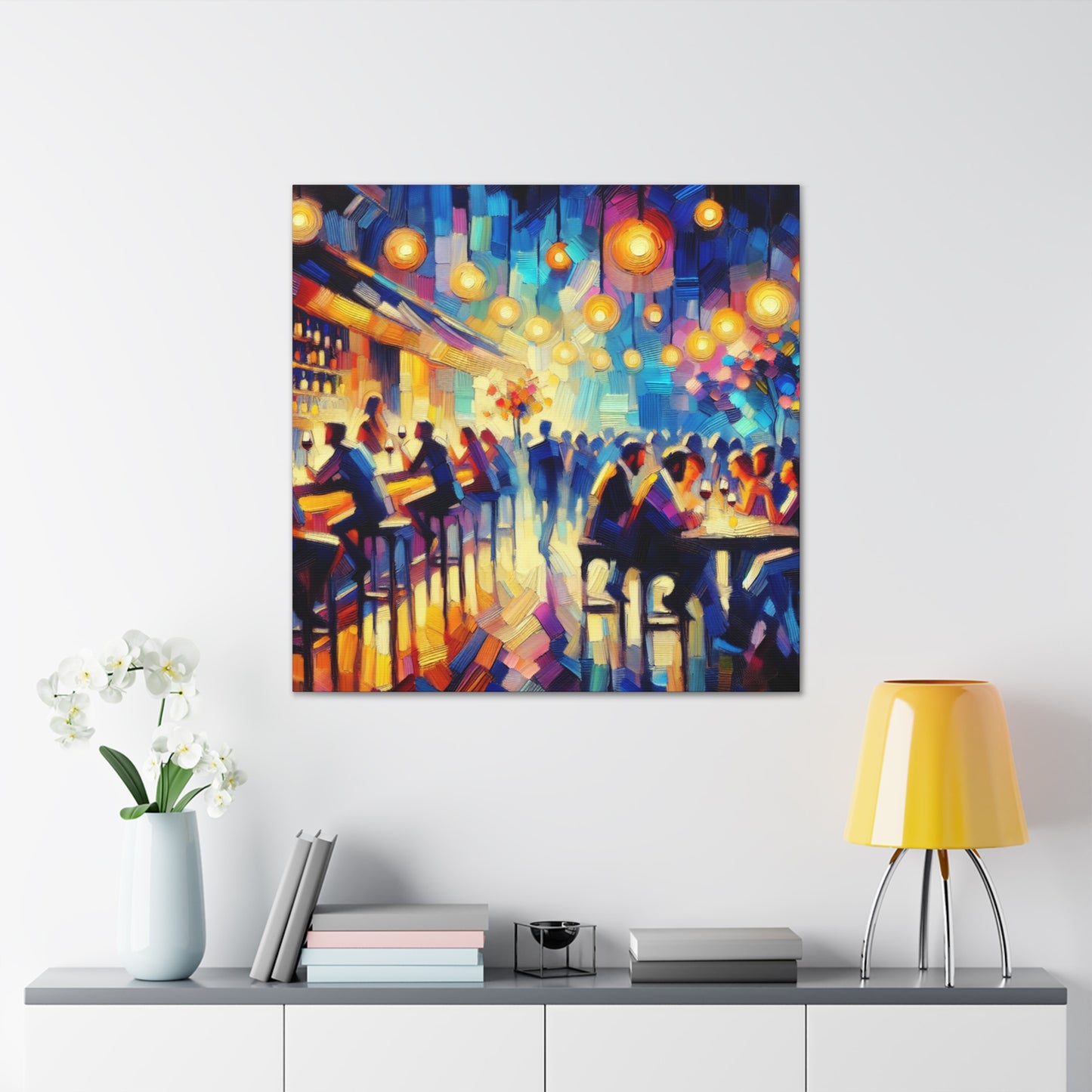 Vibrant Wine Bar Scene - Canvas