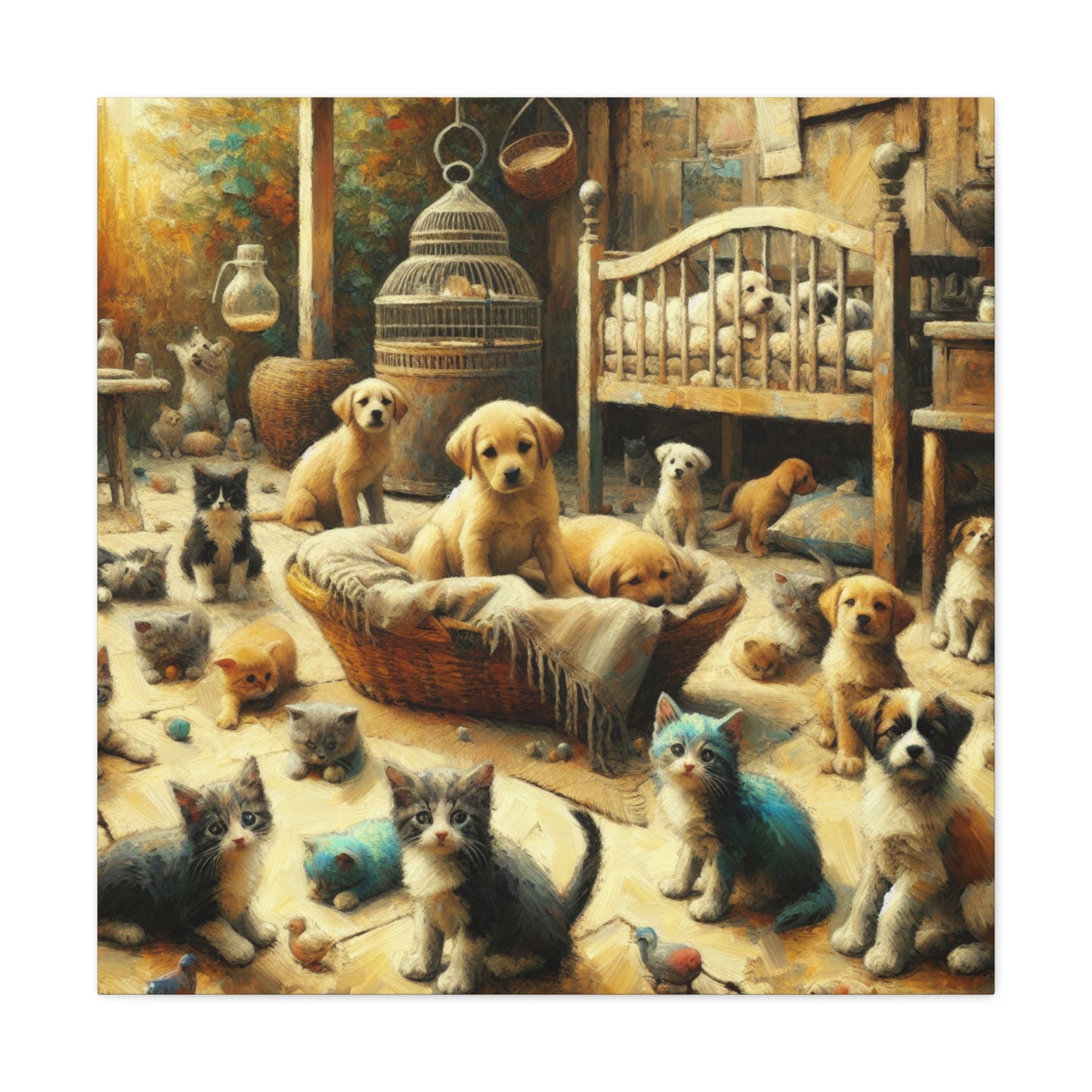 Whimsical Furry Love - Canvas