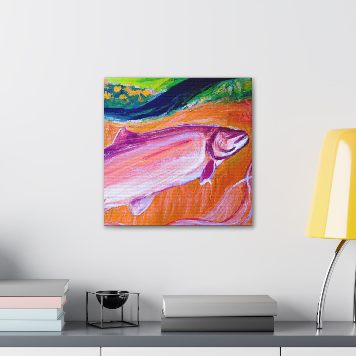 Salmon in Reflection. - Canvas