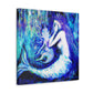 Mermaid's Midnight Gaze - Canvas